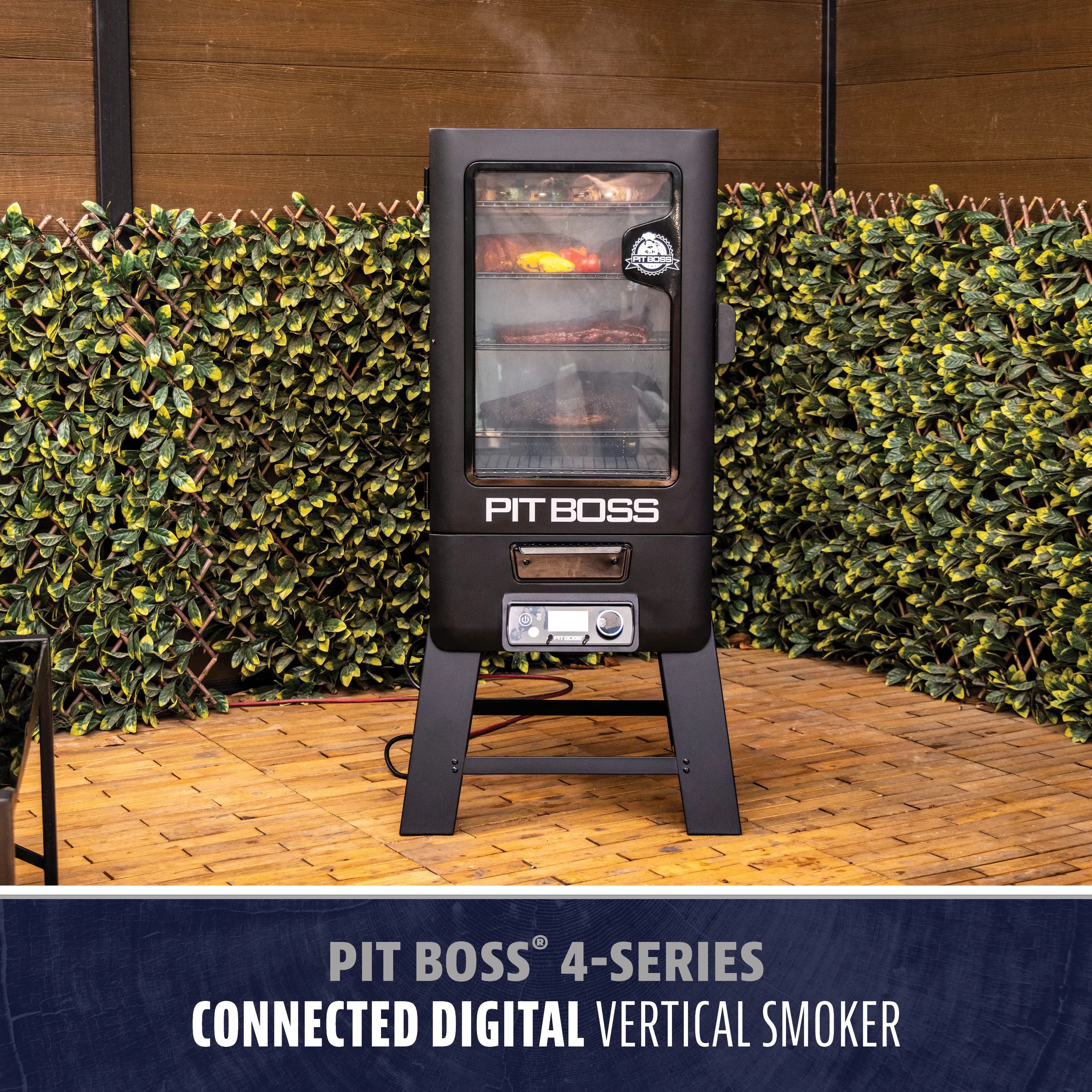 Compact Smoker with Heat Thermometer, Locking Lid - Black Heavy Duty Steel Model 339765