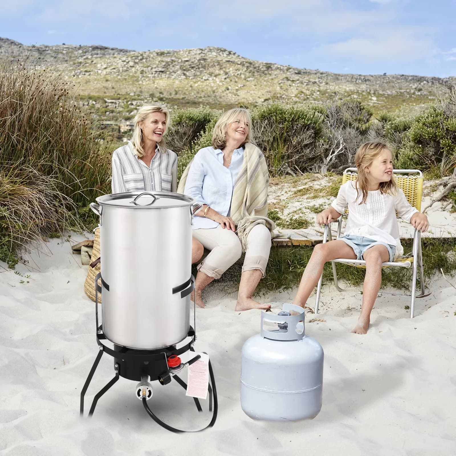 Outdoor Fryer Modern with 54000 BTU, 50 qt 54000 BTU Stainless Steel Turkey - Silver Stainless Steel Model 239B48