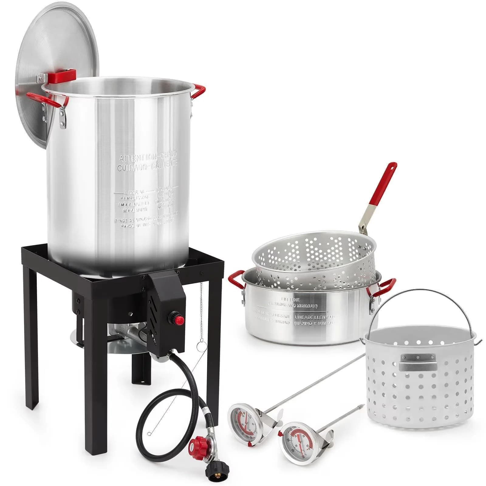 Sleek Outdoor Fryer with 30QT Propane Turkey & Seafood Kit - Essential Collection Model 479236