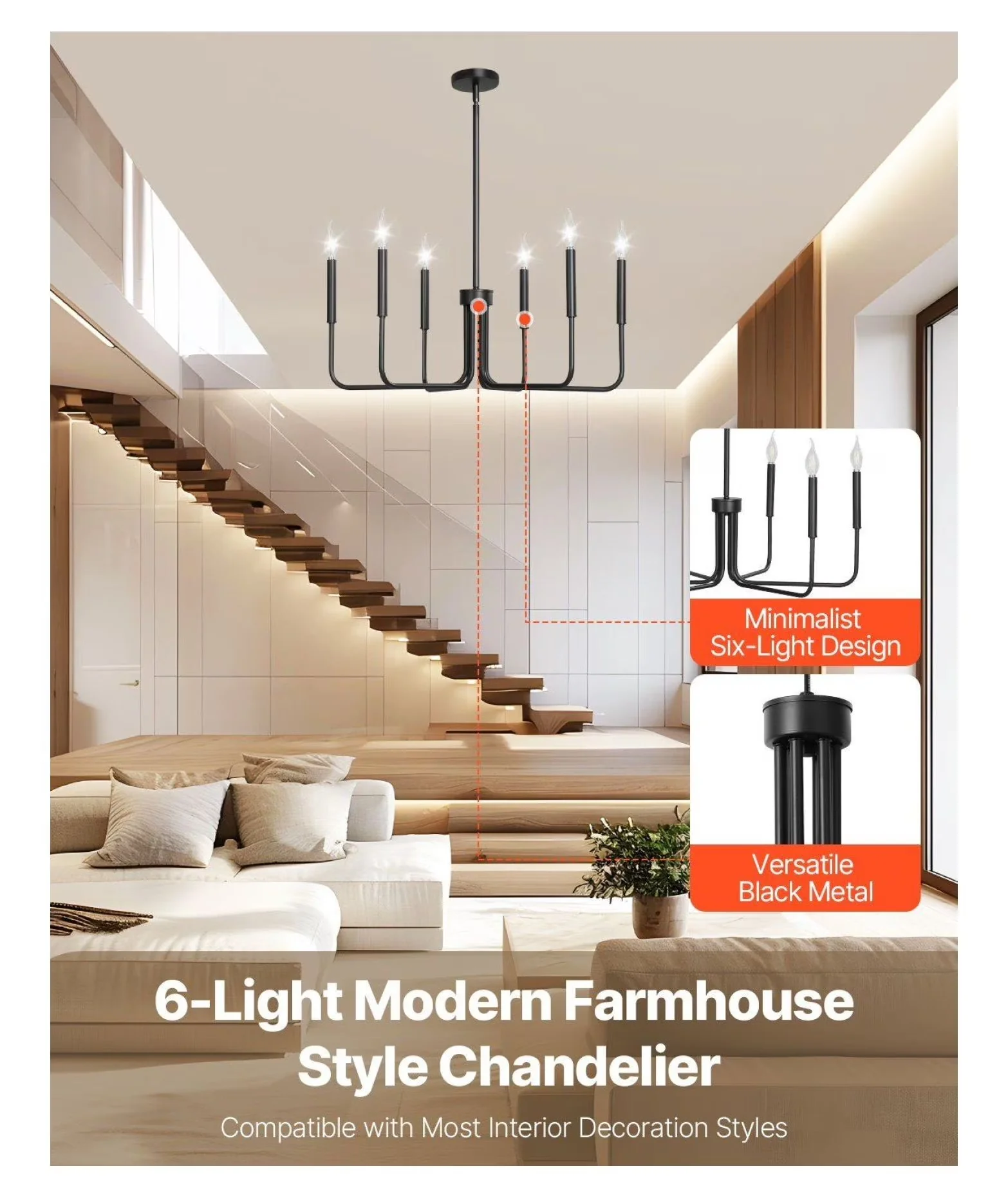 Versatile Ceiling Lights Fixture with LED, Modern - Metal for Bedroom, Kitchen Model 9FD096