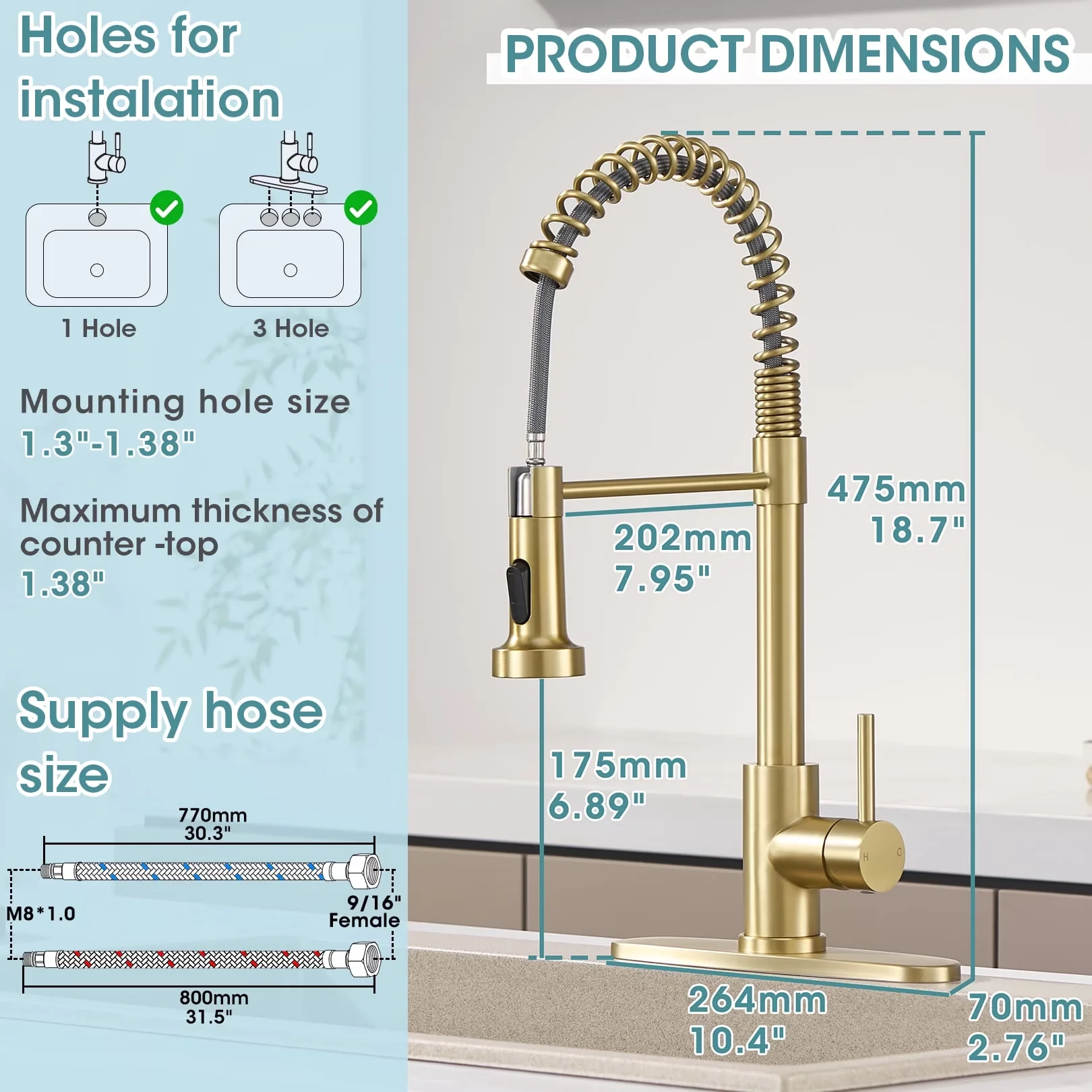 Versatile Kitchen Renovation with Easy To Clean, 304 Stainless Steel Faucet, 2 Water Modes Single Handle Sink Faucets - Stainless... Model AF1B37