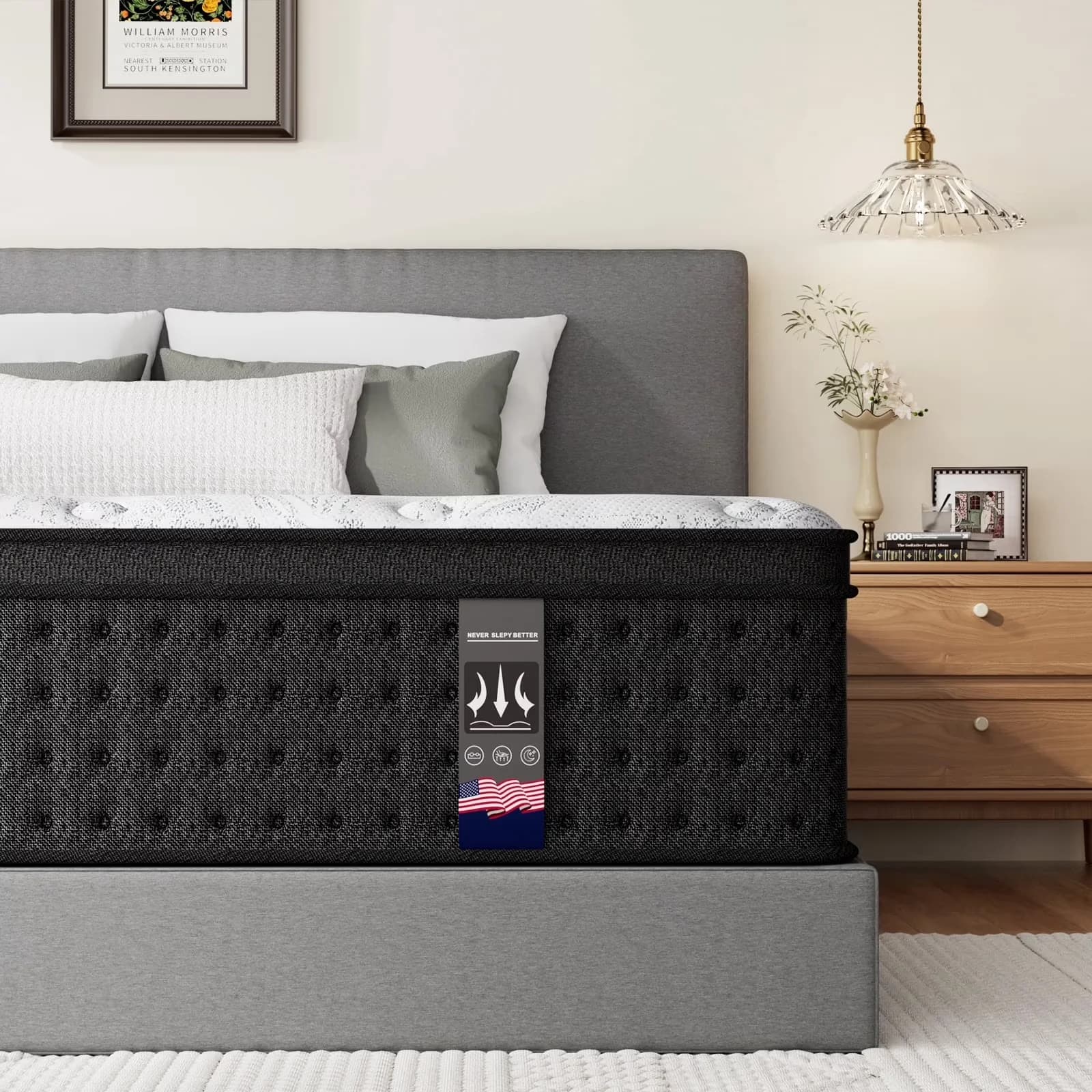 Essential Mattresses Accessory with Hypoallergenic, Mattress-In-A-Box - 3D Knitted Fabric, High Resillience Soft Foam, Heat Treated... Model F9C276