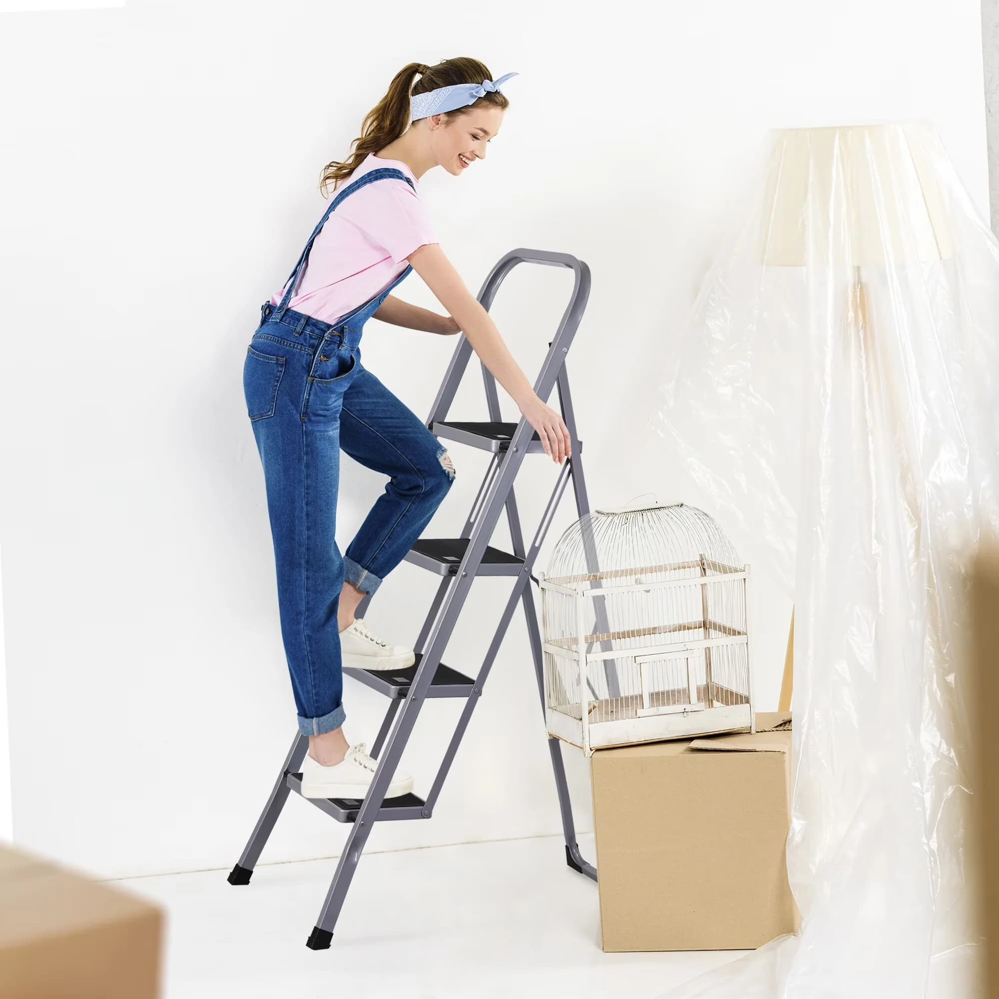 Modern Ladders And Step Stool with Foldable, Specifications: - Steel Grey Model 55EC5A