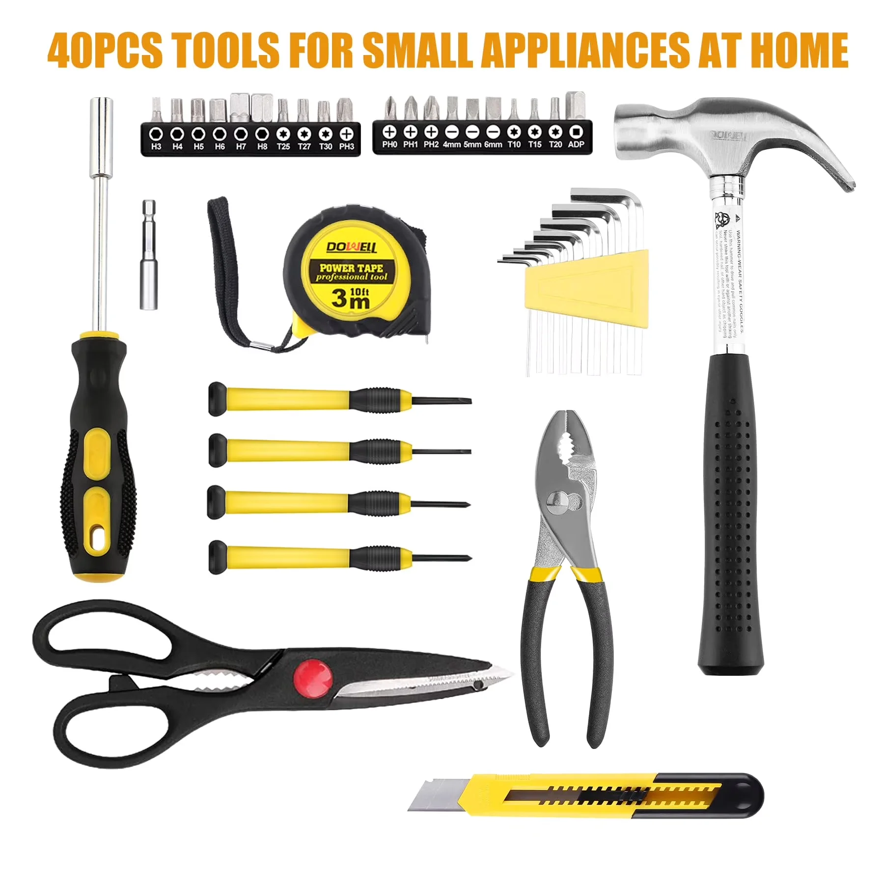 Compact Hand Tool Set with Corrosion Protection, Easy To Operate - Yellow for Home, Dormitory Model 799C69