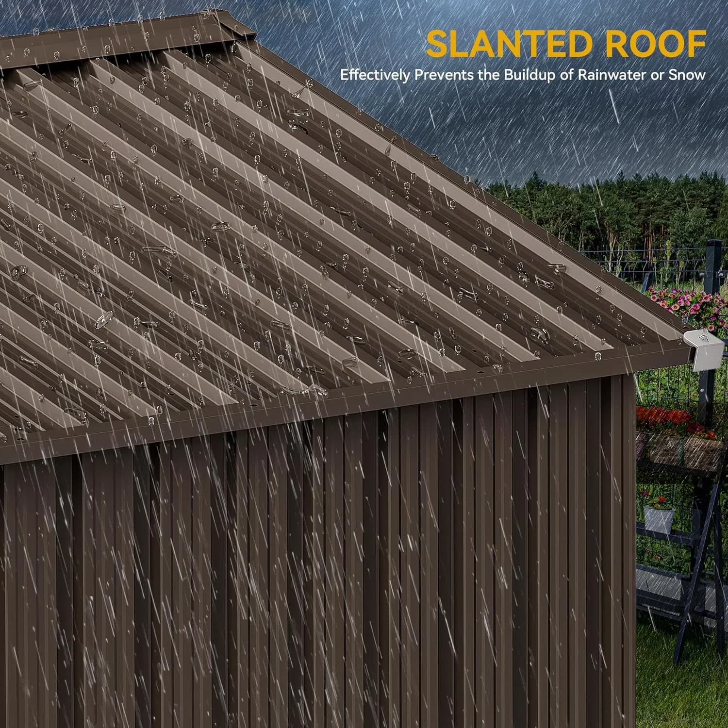 Shed Versatile with Lockable Door, Lockable Doors & Air Vent - Metal Brown for Patio Model 935E71