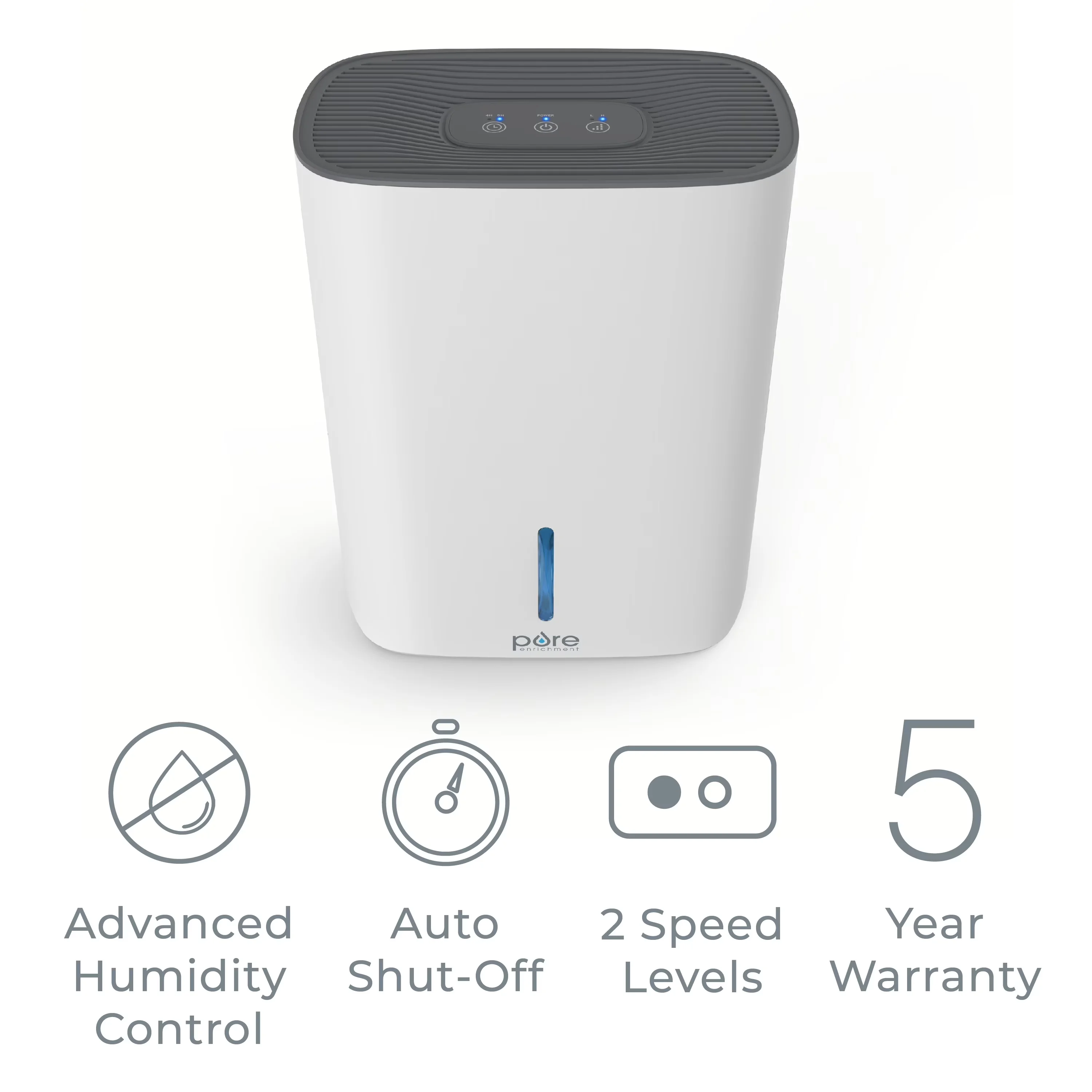 Durable Dehumidifier with Automatic Shut-Off, Bathrooms, Basements - White Model 19F9E8