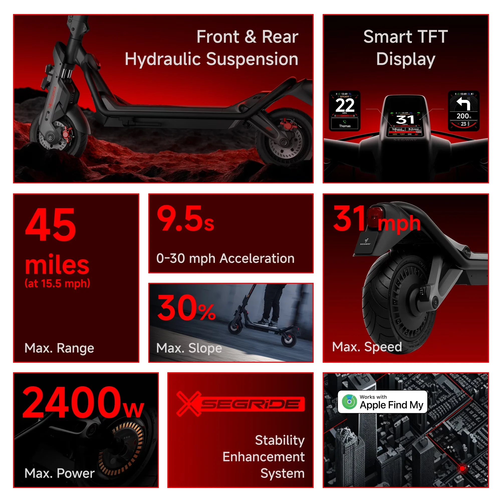 Scooter Versatile with App Compatibility, Portable, Foldable - Gray Aluminum Model DCE922