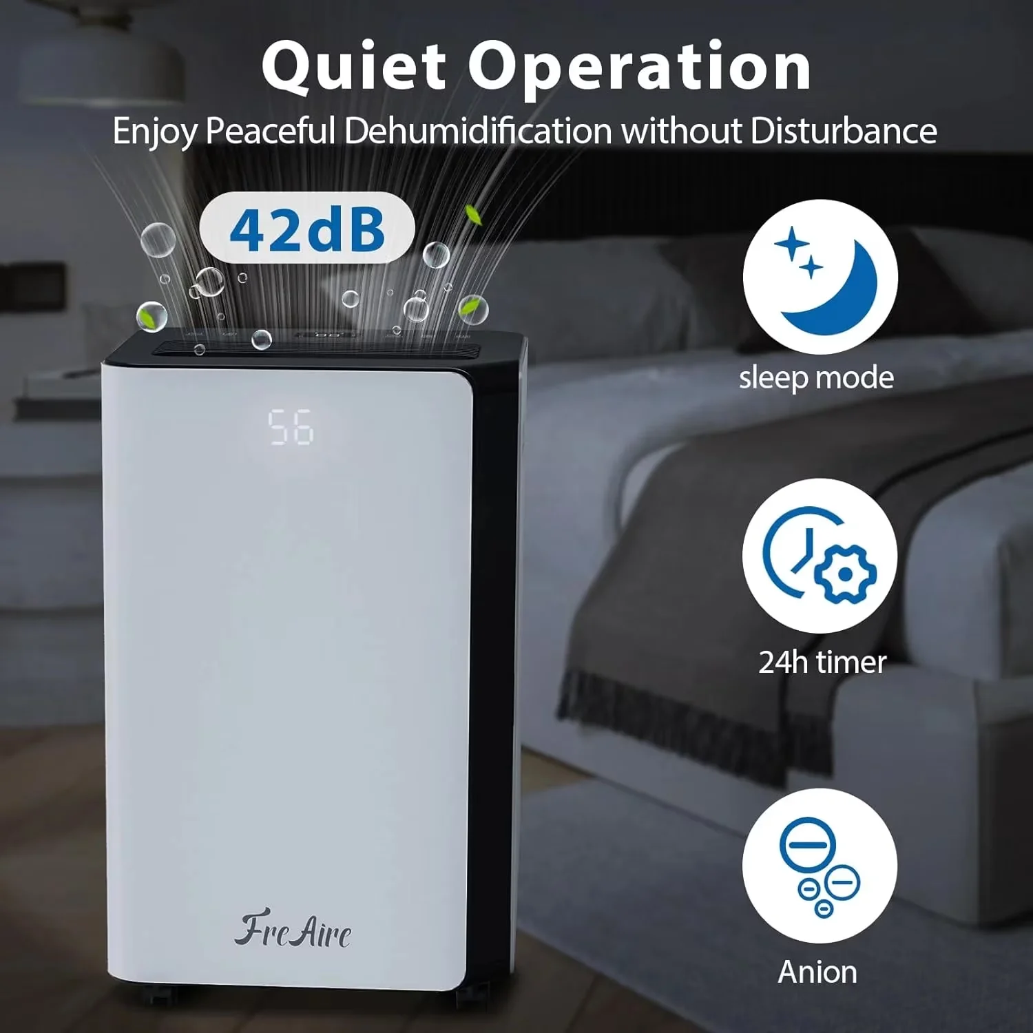 Modern Dehumidifier with Automatic Shut-Off, 24 Hour Timer, Auto Manual Drain - Beige Model B7E6FB