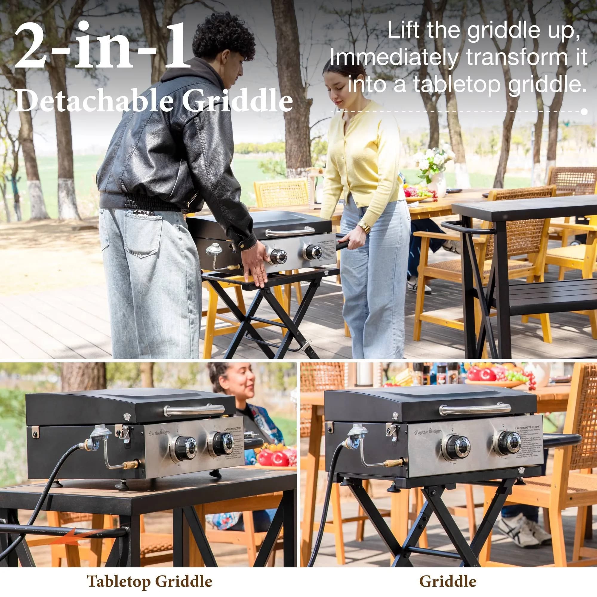 Classic Flat Top Grill with Locking Lid, Grease Pan - Stainless Steel Stainless Steel Model C35EF4