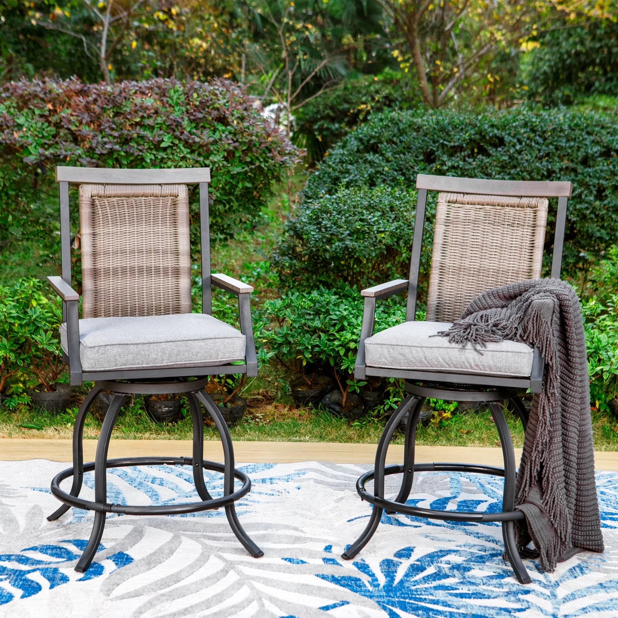 Classic Patio Chair with Weather-Resistant, Waterproof - Steel Metal And Rattan Multi-Color Model 1F8E79