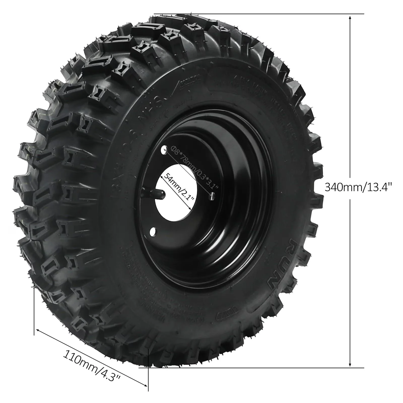 Stylish Atv Tire with Front Steering Spindles Hubs, 4 Ply Rating , Tubeless - Model 3F8A6B