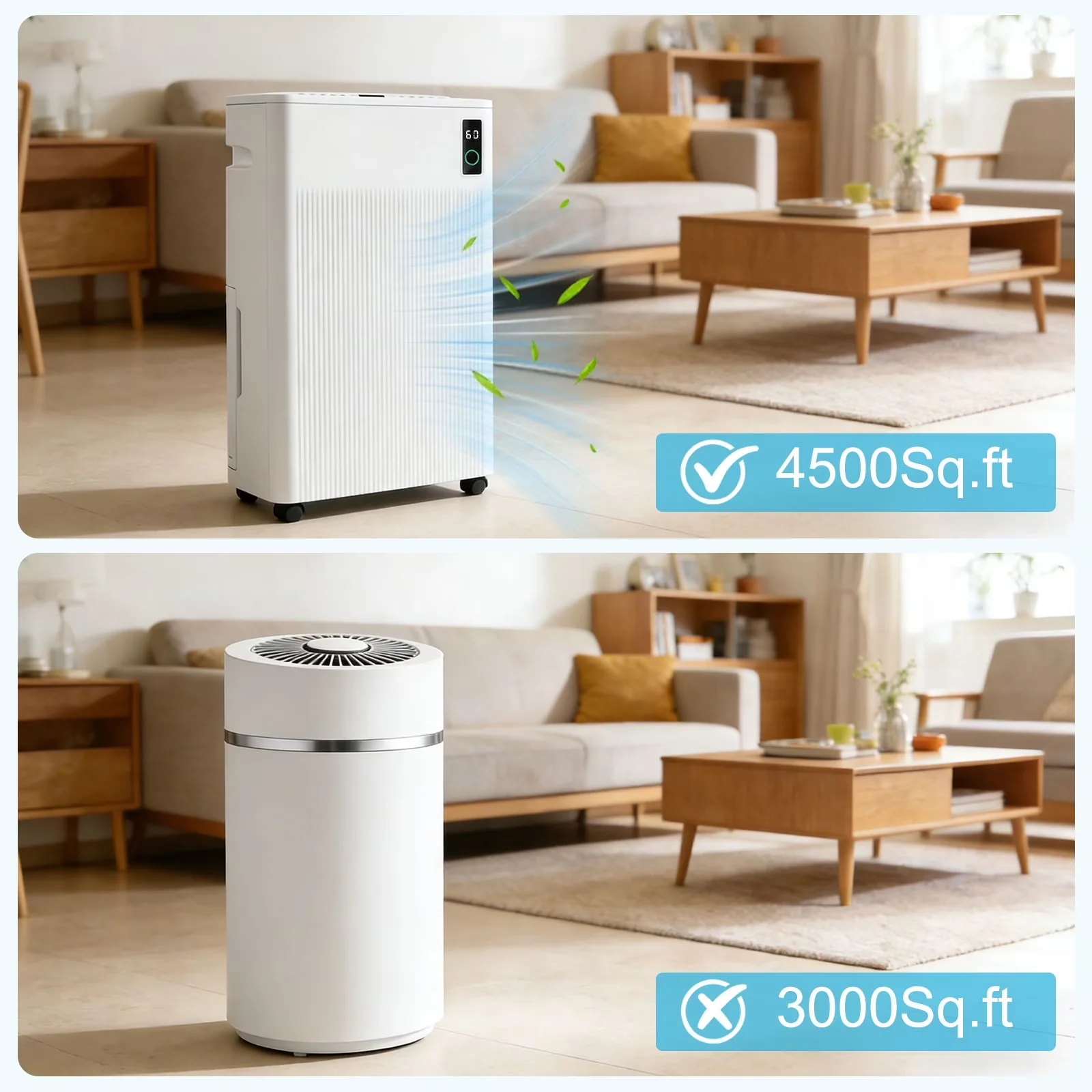 Sleek Dehumidifier with Variable Speed, Bucket Full Indicator, Adjustable Humidistat - White for Home Model C59996