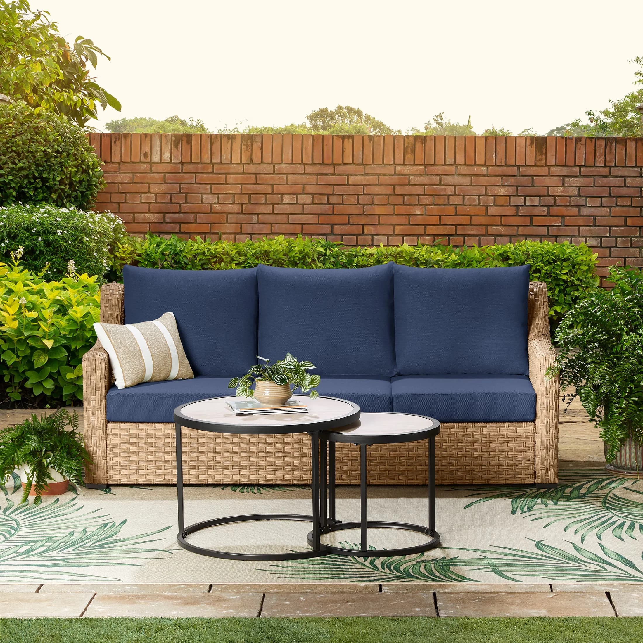 Sleek Patio Dining Set with Weatherproof, Cover - Blue Steel, Pe Wicker Model F6CA25