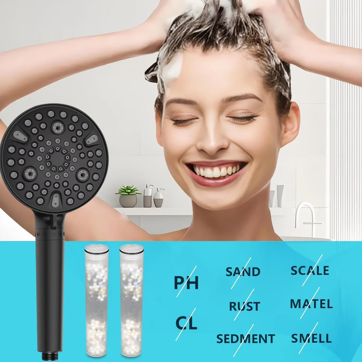 Efficient Shower Head with Filtered, Water Softener Filter - Stainless Steel Number_Of_Items Model 0DCA6A
