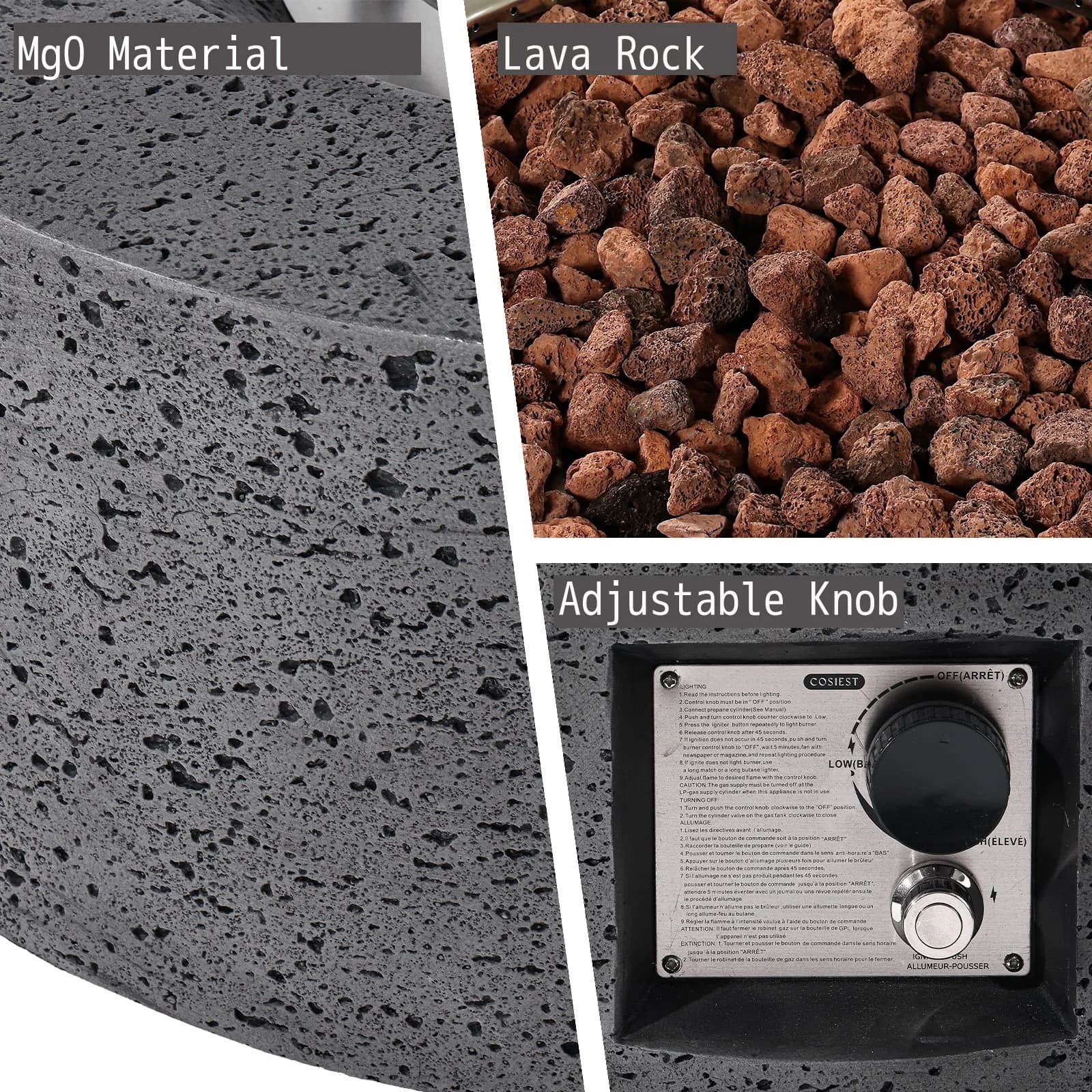 Outdoor Heating Quality with 50000 BTU, Adjustable Flame - Magnesium Oxide (Mgo) Gray Model 8A21DB