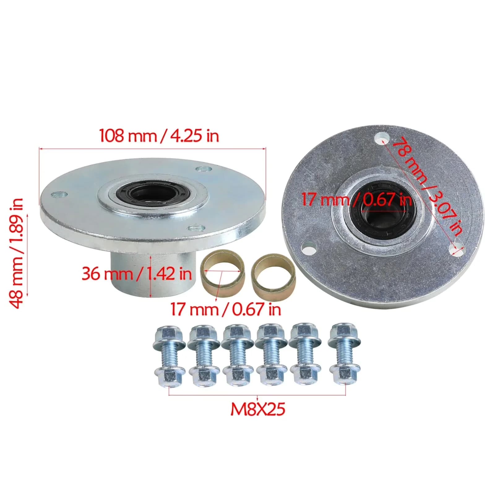 Innovative Lawn Mower Tire with Front Rear Wheel Hubs Spindles - 00-6 - Sleek Profile Model A76E5D