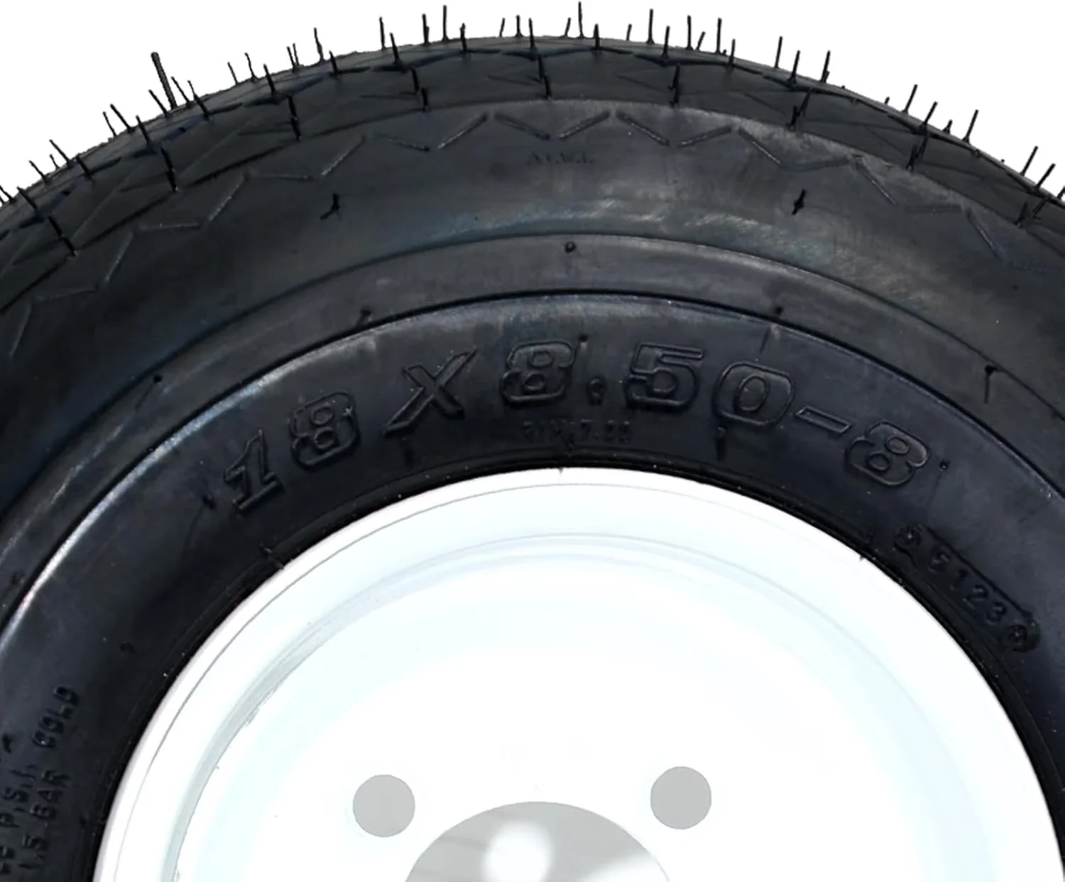 Durable Golf Cart Tire with Easy To Control, White 4-Lug Rims, 4PR Tubeless Turf Tires - Model 3DCC87