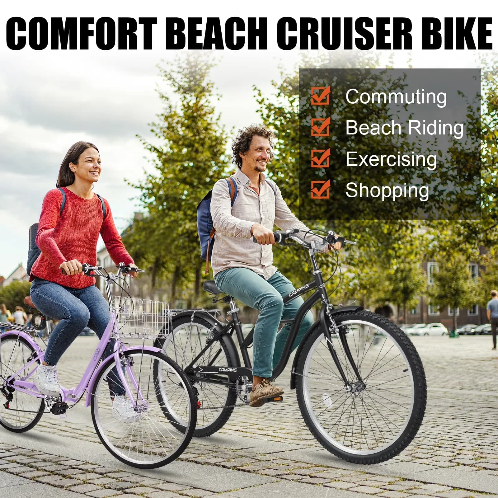 Durable Cruiser Bike with Lightweight, Compact, Adjustable Speed - Purple Model 5C9B66