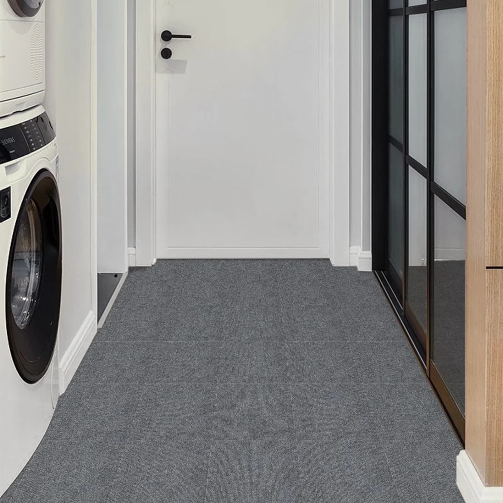 Grey Vinyl Flooring Vinyl Plank Flooring Premium with Color: Light Grey, Coverage: 9.7 square feet - 11.8-in x 11.8-in for Home Model 89361E