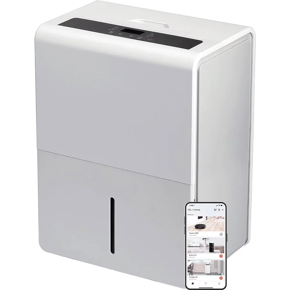Premium Dehumidifier with Bucket Full Indicator, Perfect for areas up to 4500 sq. ft, 50 pt 4500 sq ft in White - Black Model F4D7A8