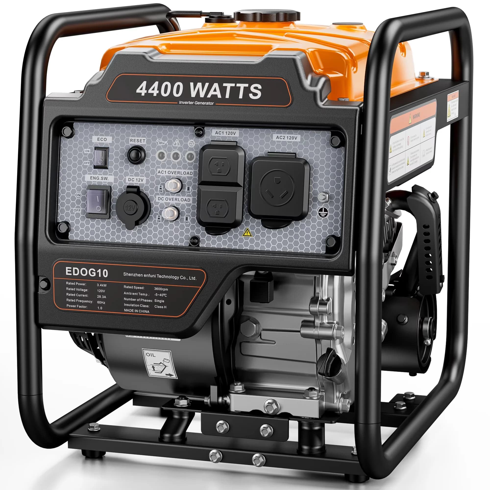 Stylish Generator with 4400W, Grounded, Short Circuit Protection for Home, Camping - Model 005A90