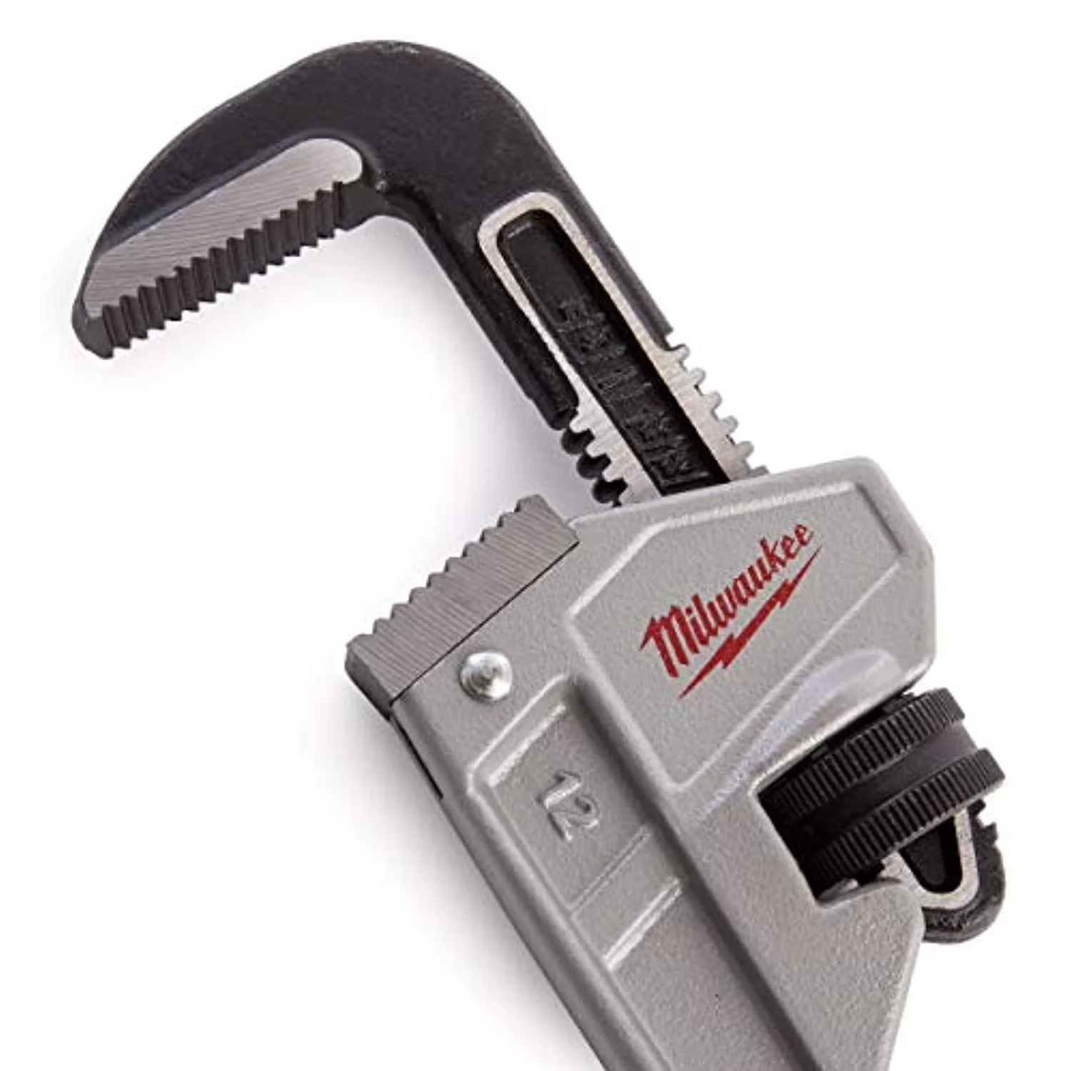 Premium Hand Tool with Ergonomic Handle, 12” Aluminum Pipe Wrench, Overbite jaw - largest gripping surface - Black Model 8A78F4