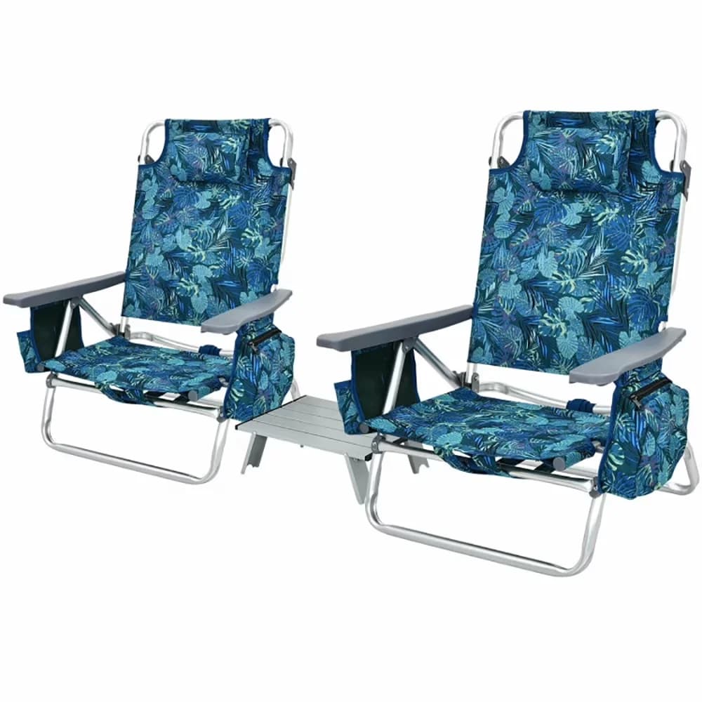 Innovative Beach Chair with Adjustable, Folding, High - Blue 2 Packs - Ergonomic Design Model C15E4D