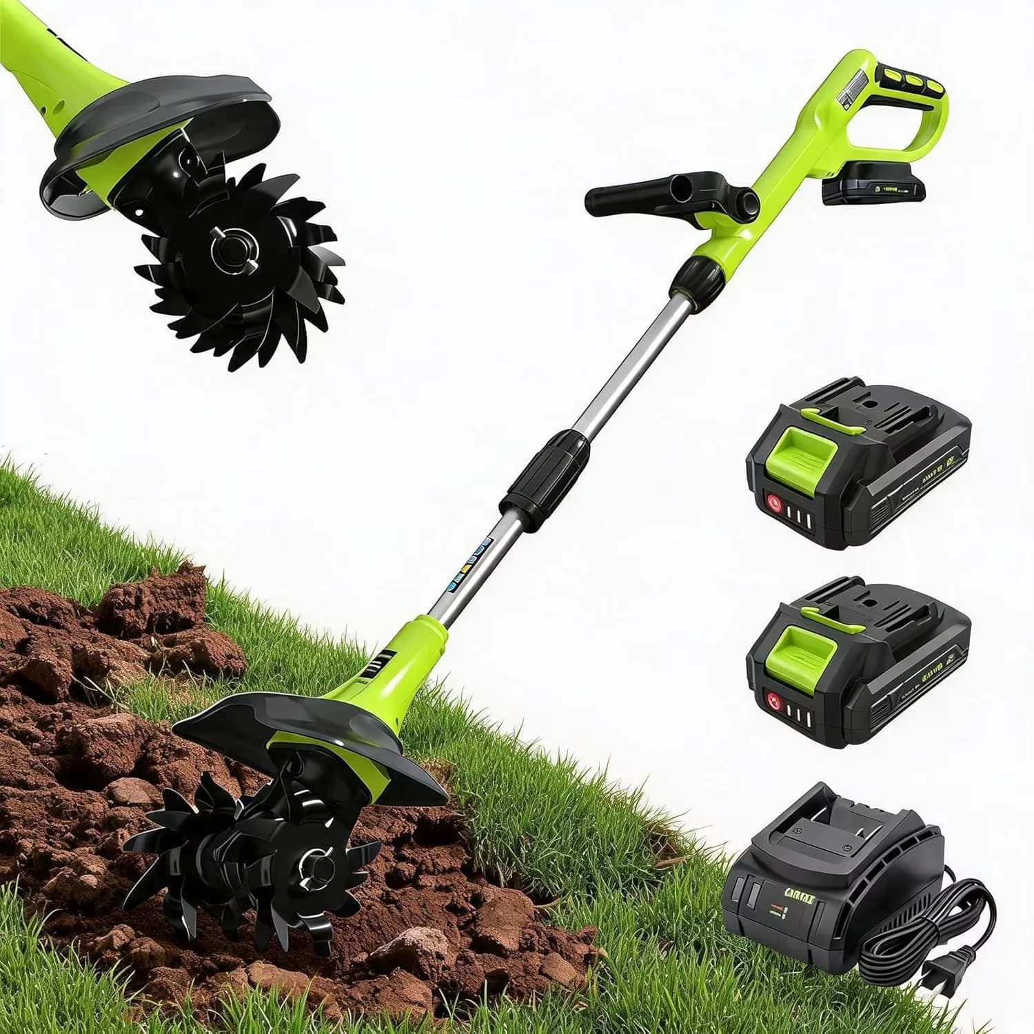 Quality Trillers Cultivator with 20V, 2.0Ah Lithium Battery, 20V Portable Electric Garden Tiller - Model 27B147