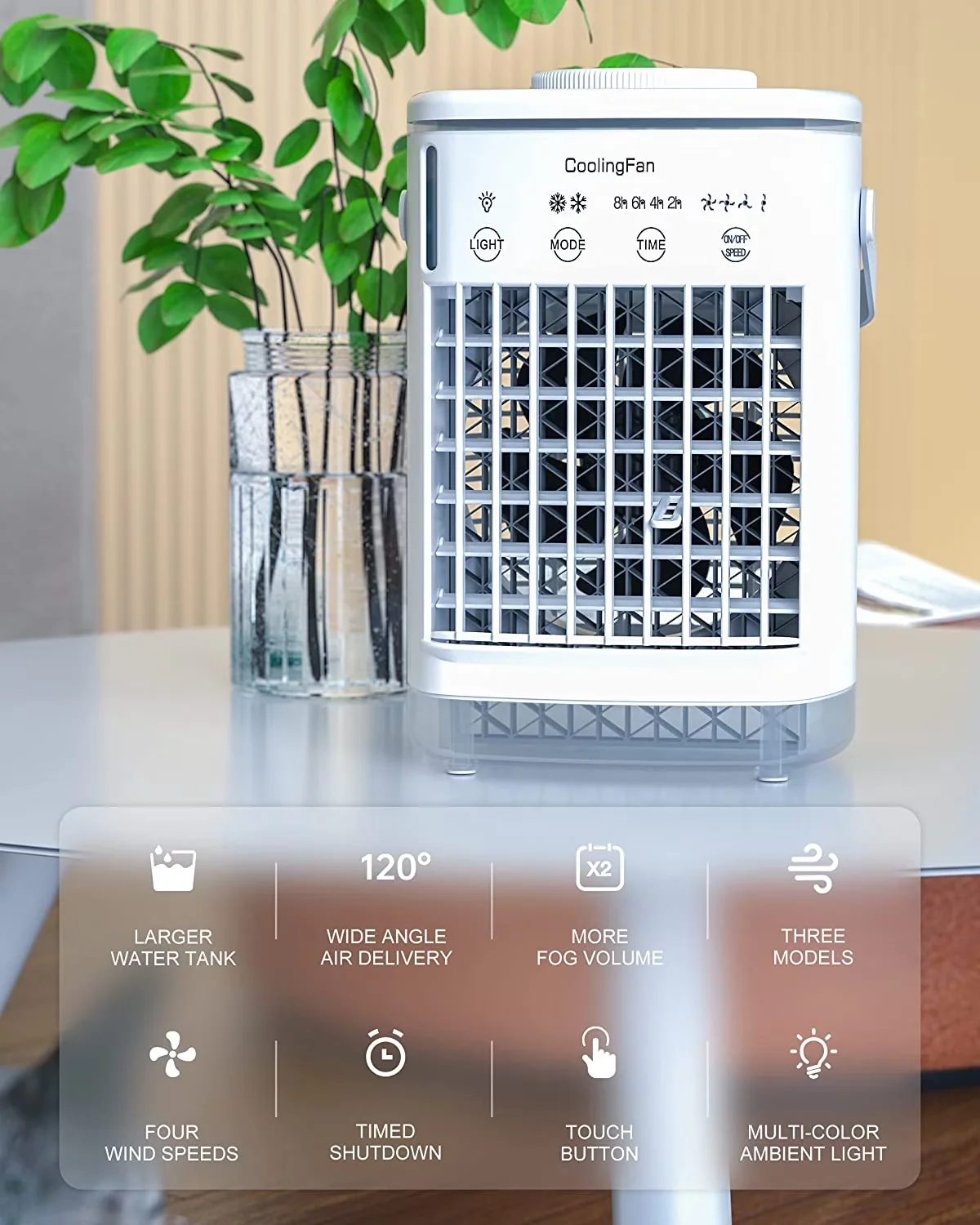 Modern Fans In Cooling with Timer, Portable Air Conditioner - White Abs Model 905D4A