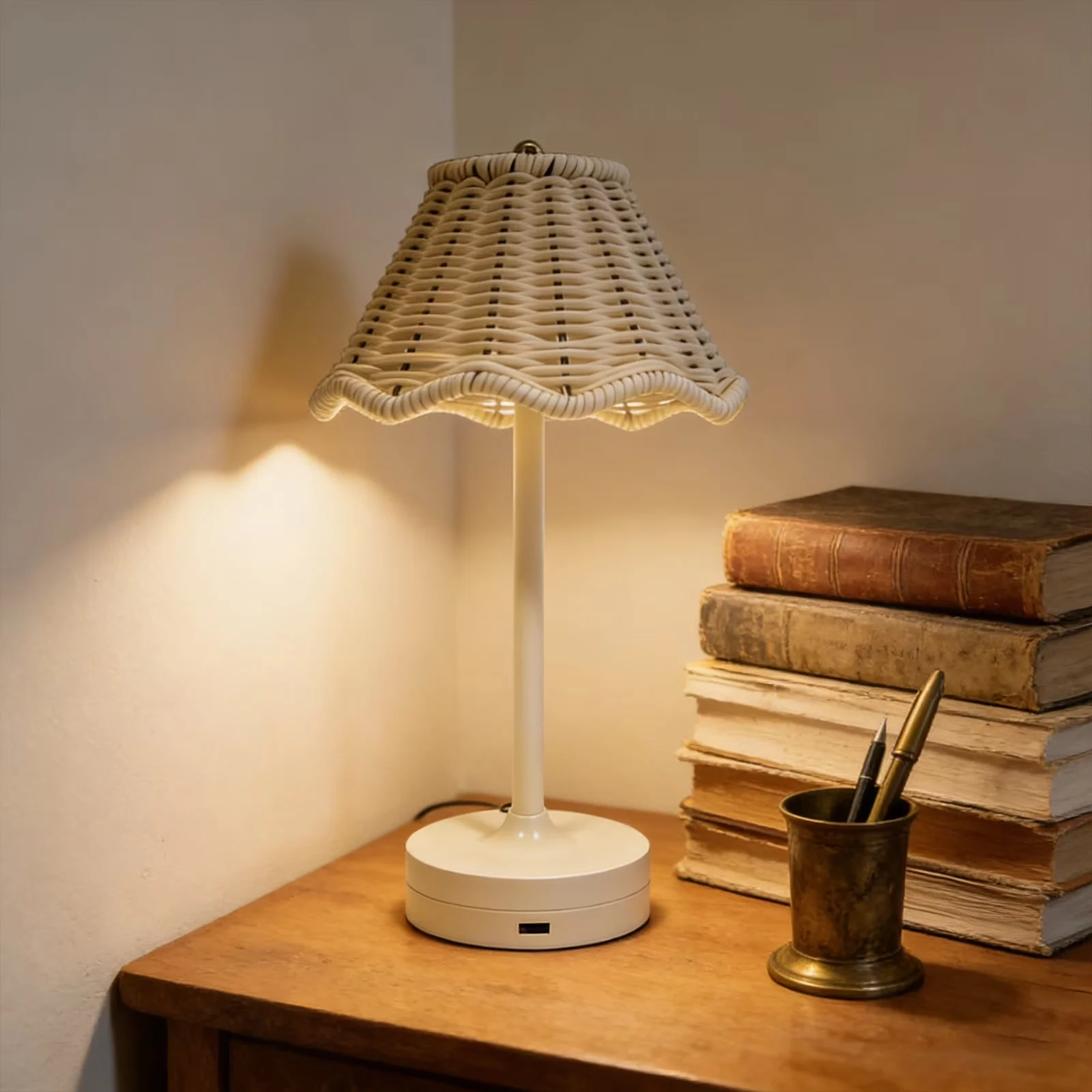 Modern Lamp with LED, Bedside Lamps, Dimmable - Plastic White for Living Room, Bedroom Model 22DDE7