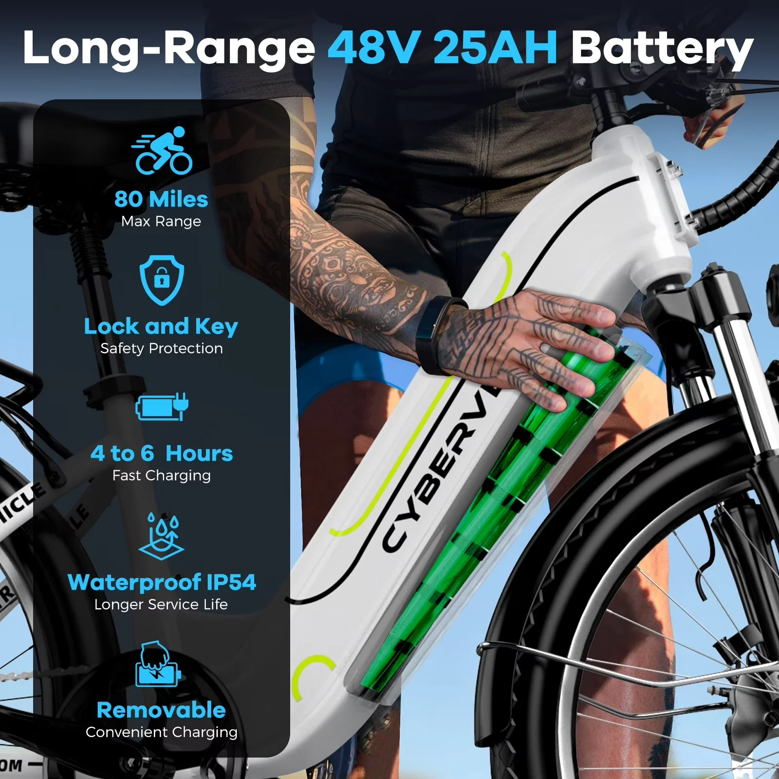 Classic Electric Bike with Battery, Adjustable Height, Waterproof - Ek7Grey Model E1FE06