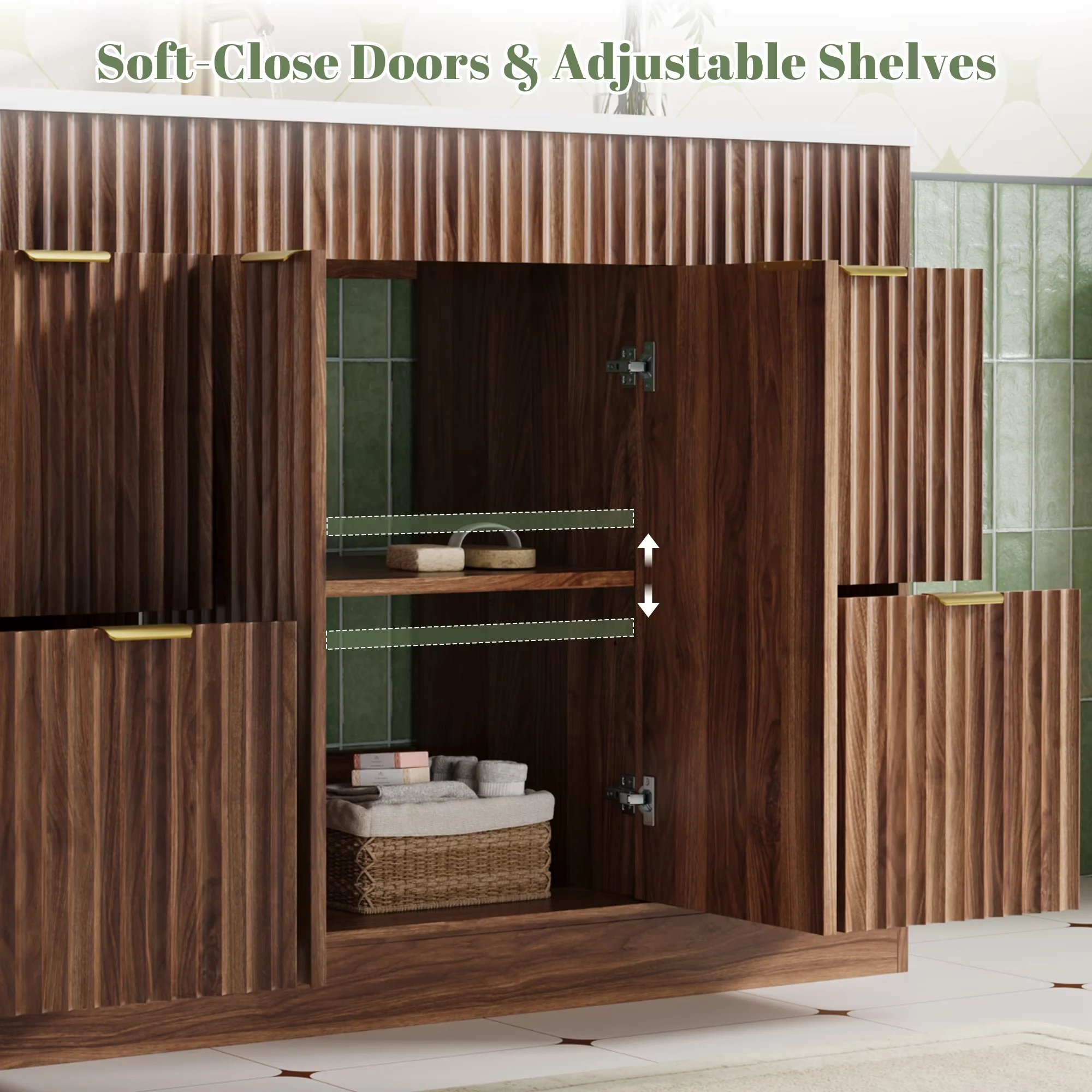 Durable Bathroom Renovation with Vanity, Sink and Soft-Close Doors, 4 Drawers - Model 8EFF3F