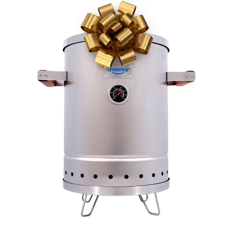 Premium Smoker with Rust Resistant, Small) Stainless Steel Charcoal Barrel, Grill and - Silver Stainless Steel Model B8B2A4