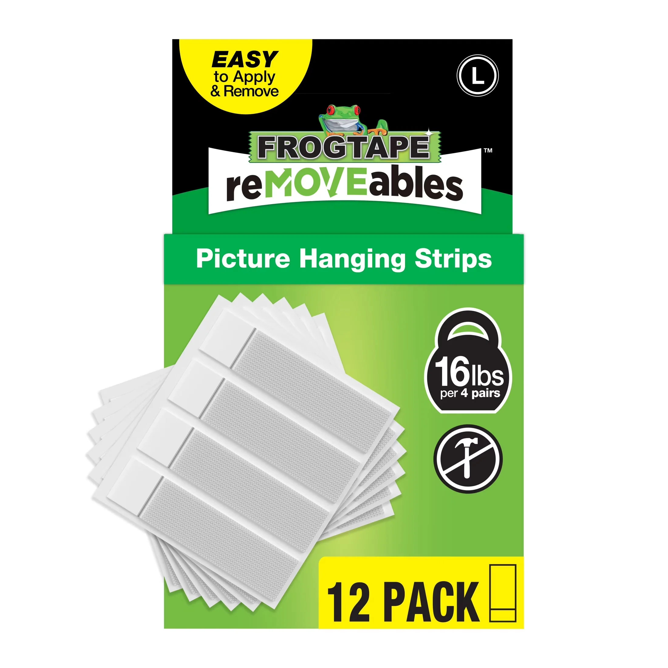 Stylish Damage-Free Hanging with Brand: FrogTape, 12 Pairs or 24 Mounting Strips Total, Model Number: 288466 - White Foam Model F812D1