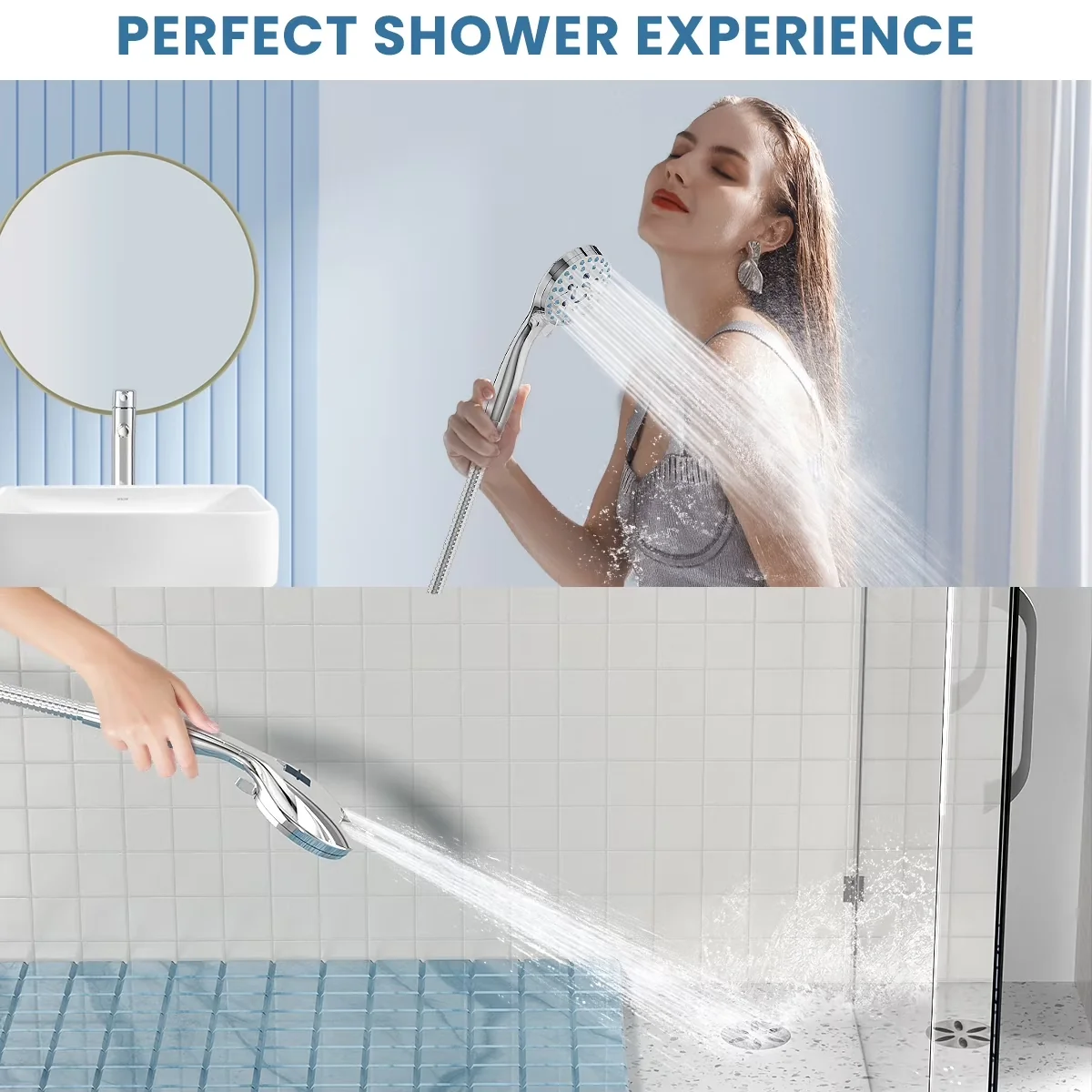 Versatile Shower Head with 360 Degree Rotation, Adjustable Angle, Anti-Clog - Abs 4.5" Model AA89FE