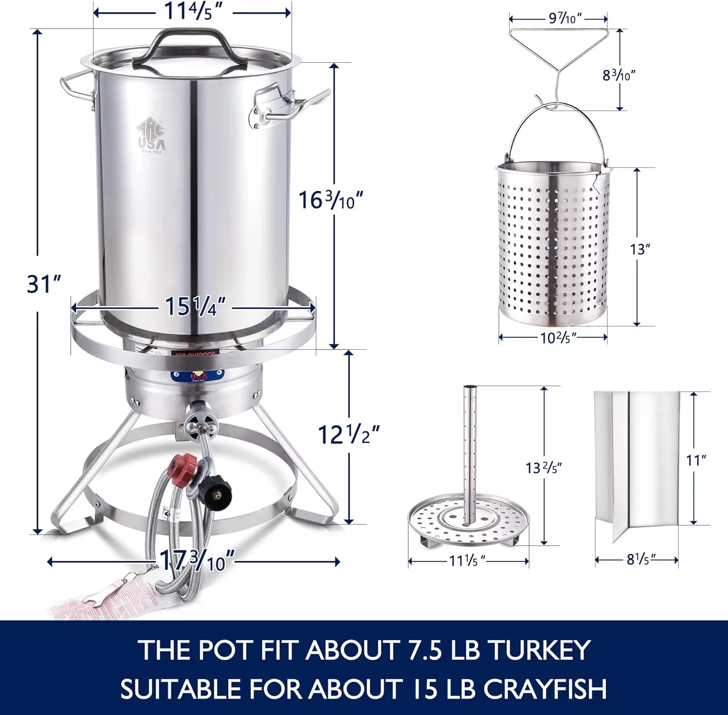 Innovative Outdoor Fryer with Propane Burners - Silver Stainless Steel Model 3896A6