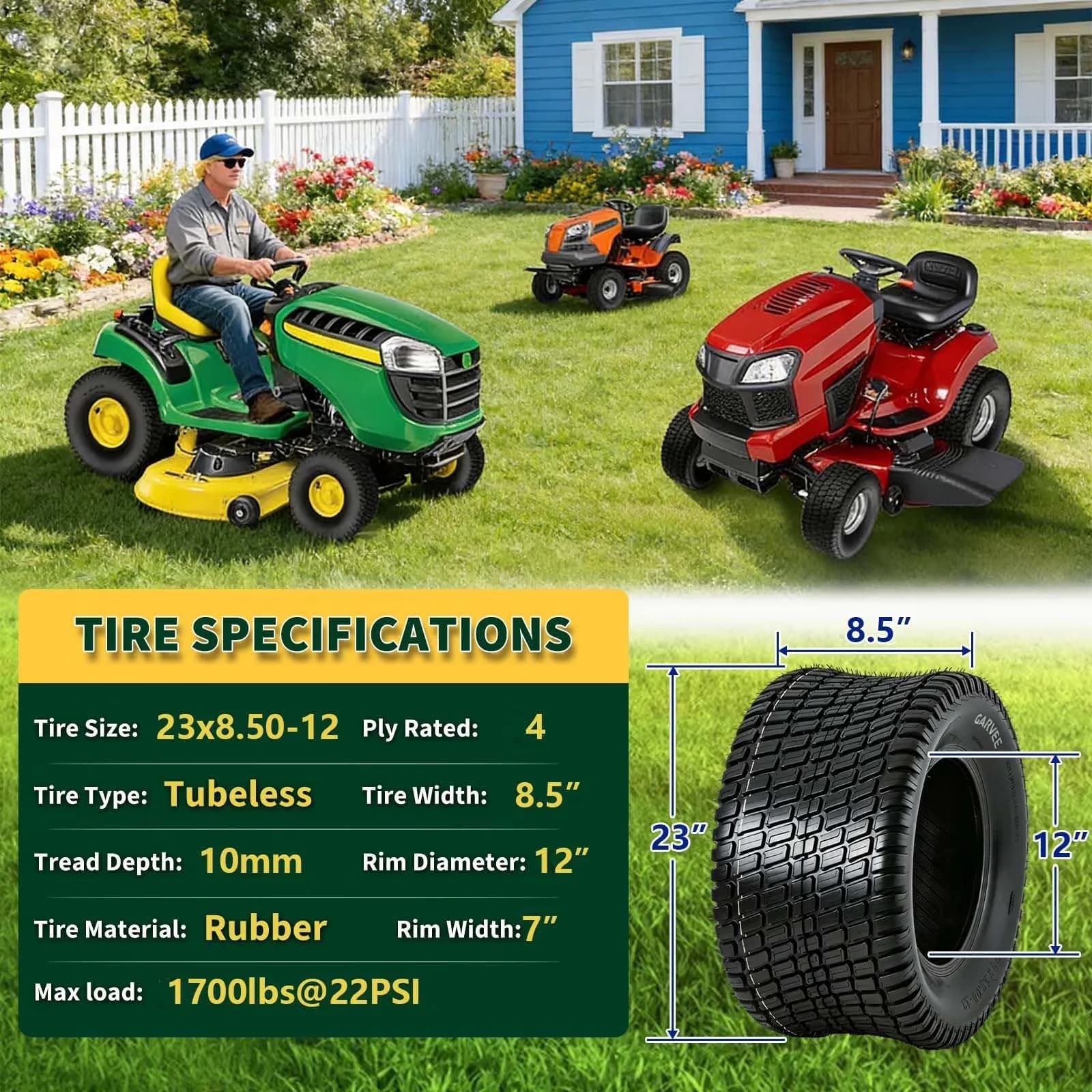 Efficient Golf Cart Tire with Dot Approved, Puncture Resistant, Heavy-Duty - Model 5EB8E6