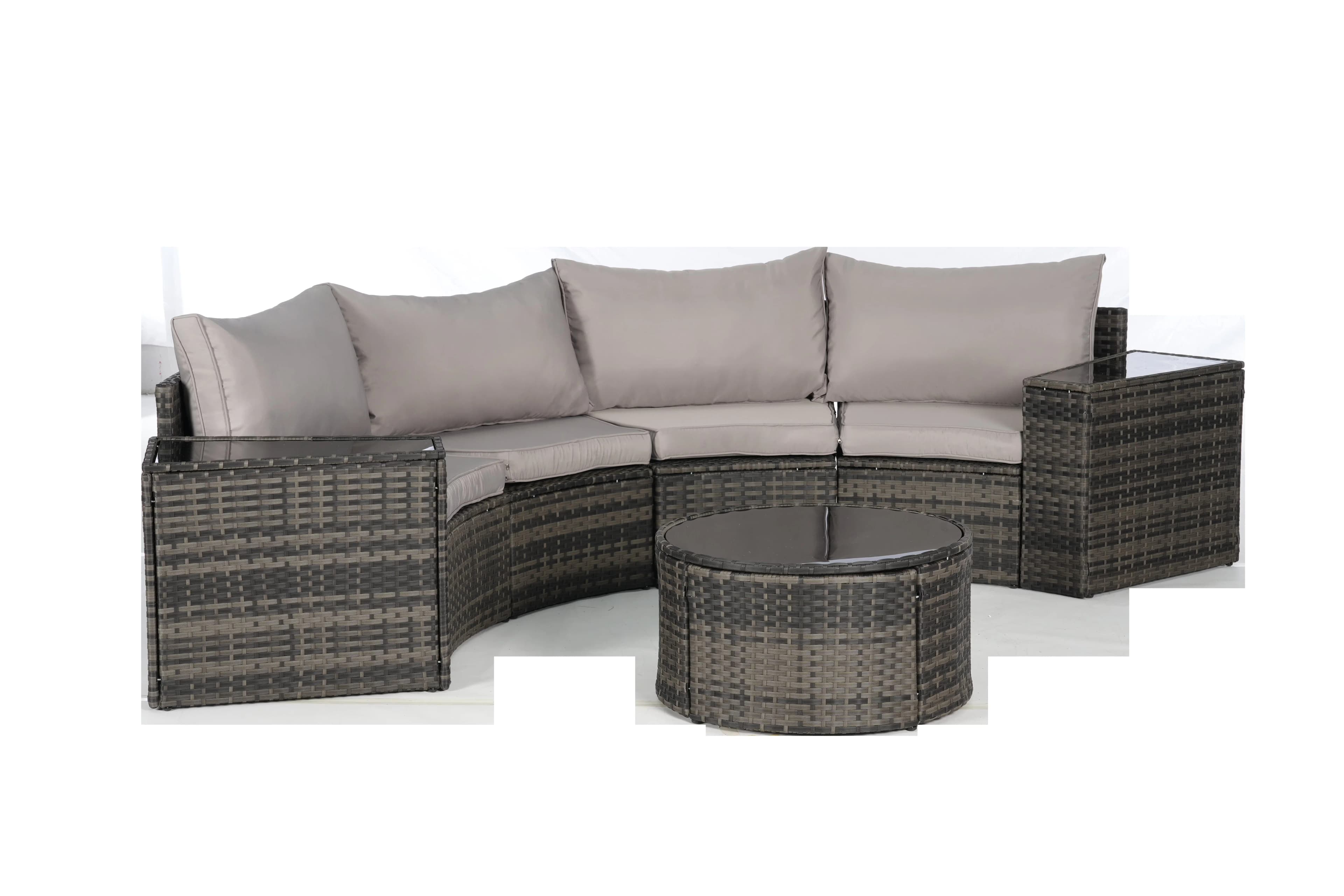 Outdoor Sofas Sectional Sleek with Fade Resistant, Farmhouse, Light Gray - Rattan+Metal Gray Model E96474