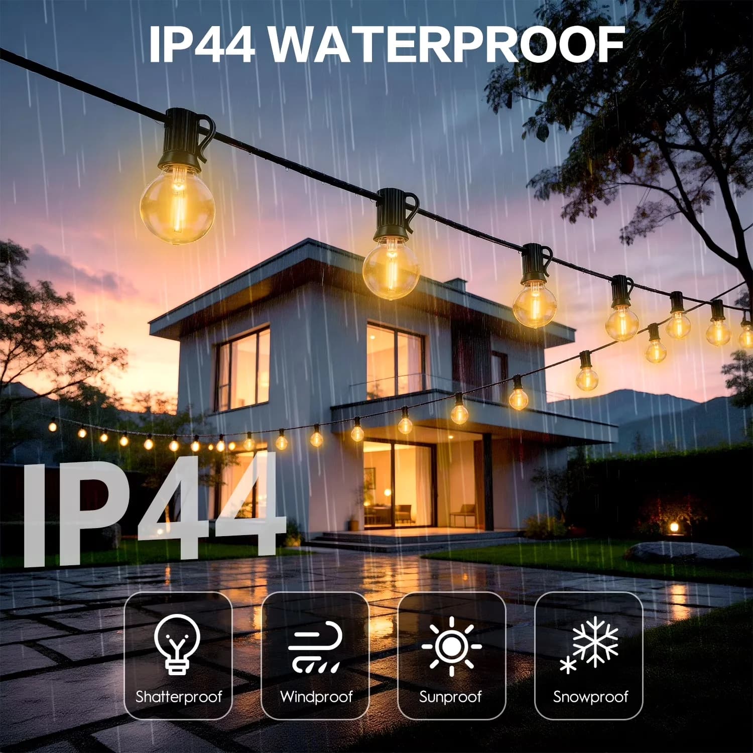 Premium Led Lighting with LED, Solar, Remote Controlled - White 100FT - Premium Collection Model 95BB74