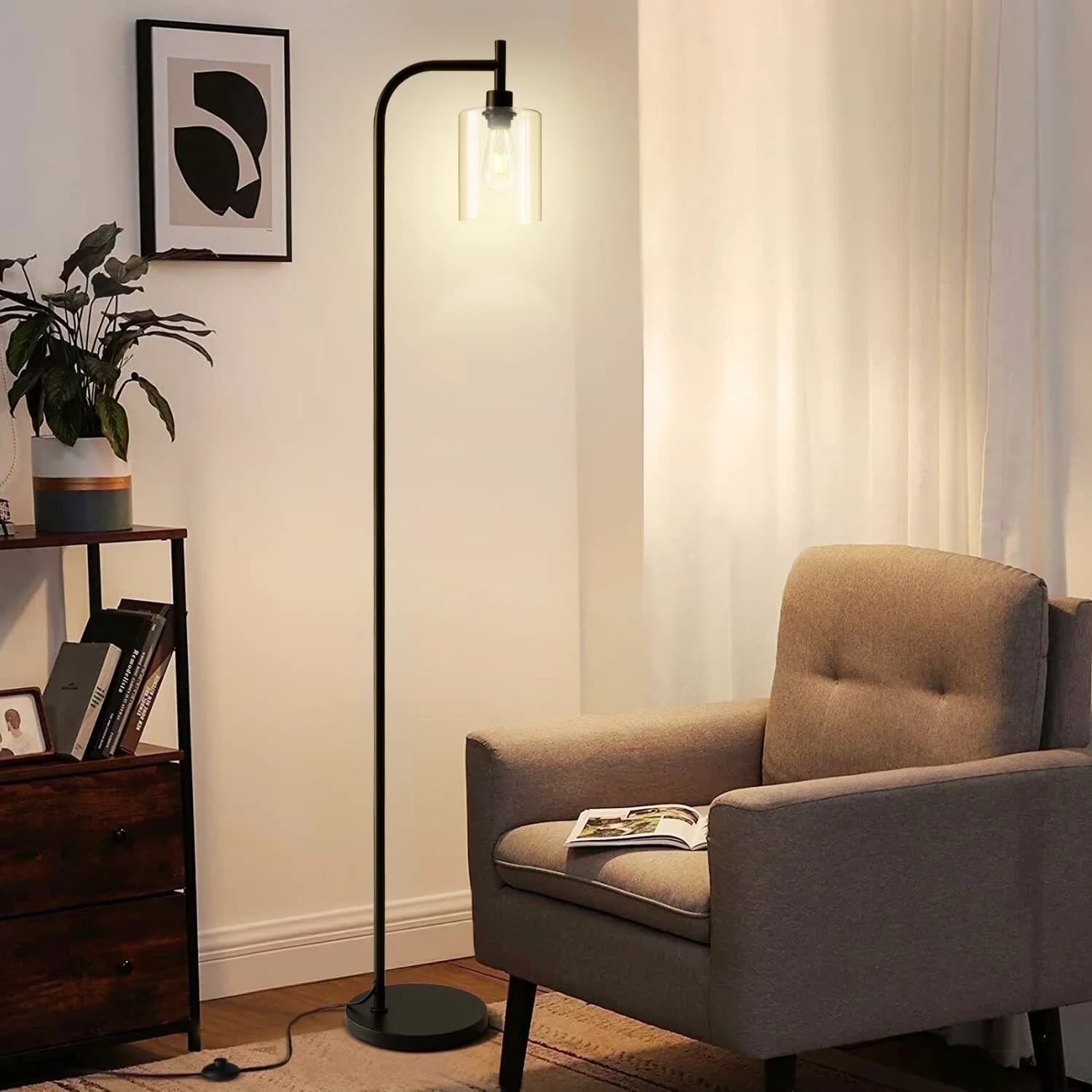 Lamp Durable with LED, Mid-Century, Arc Floor - Metal Black - Modern Design Model 18D562