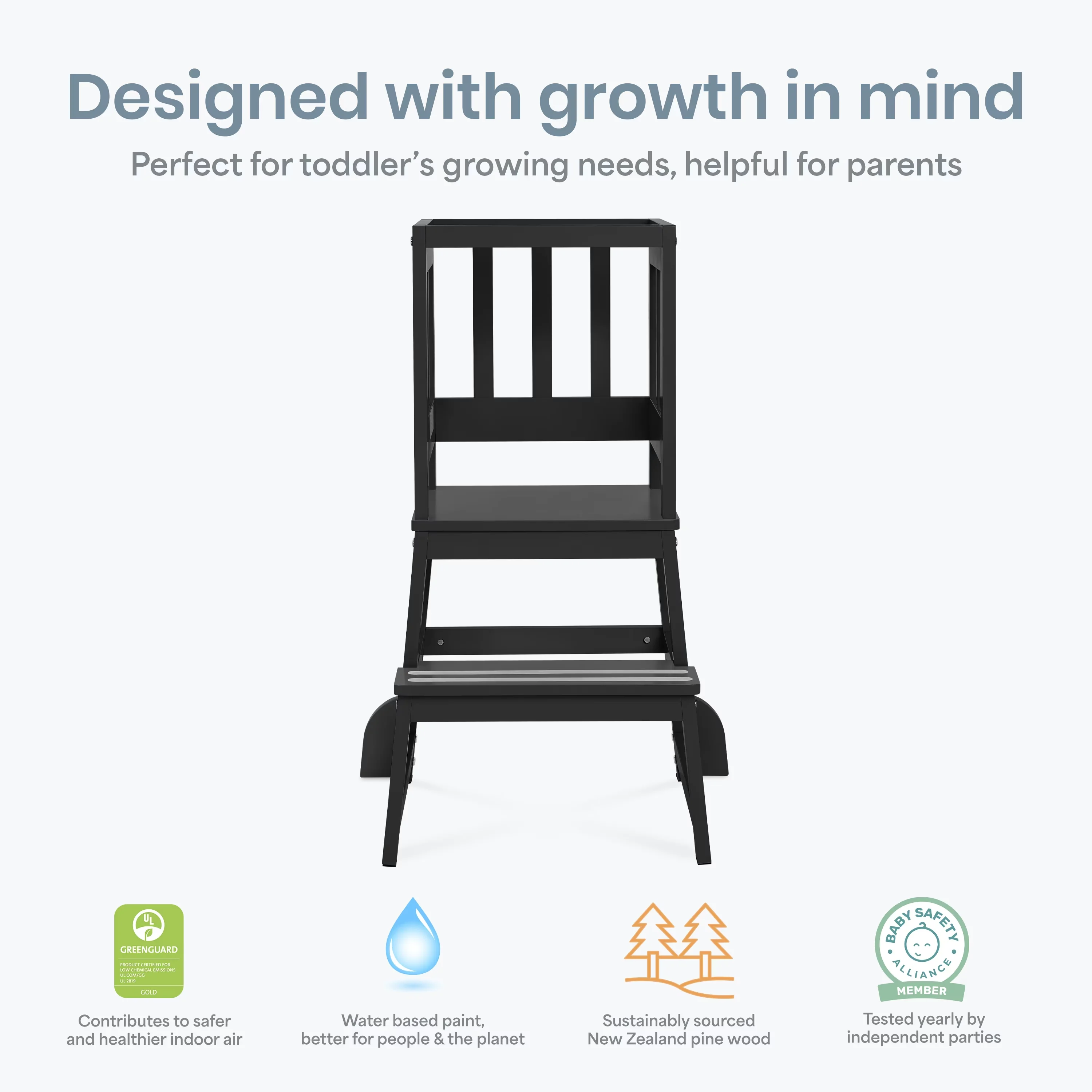 Ladders And Step Stool Essential with Black, It is portable, and is easy to assemble. - Pinewood Black Model B78ABD