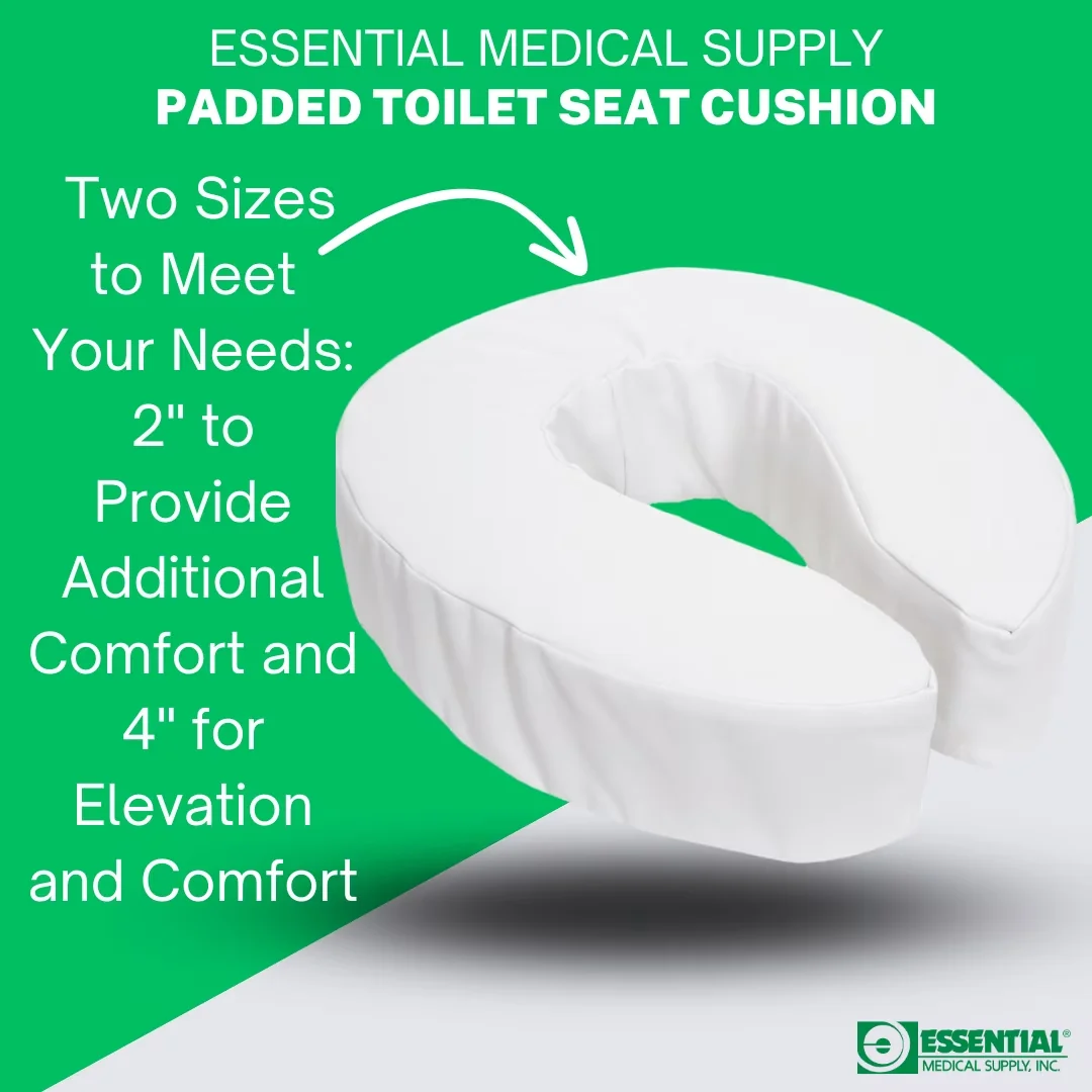 Quality Toilet Seats And Lid with Foam Padded Seat Riser, Attachment Washable Cover - Vinyl White Model 042946
