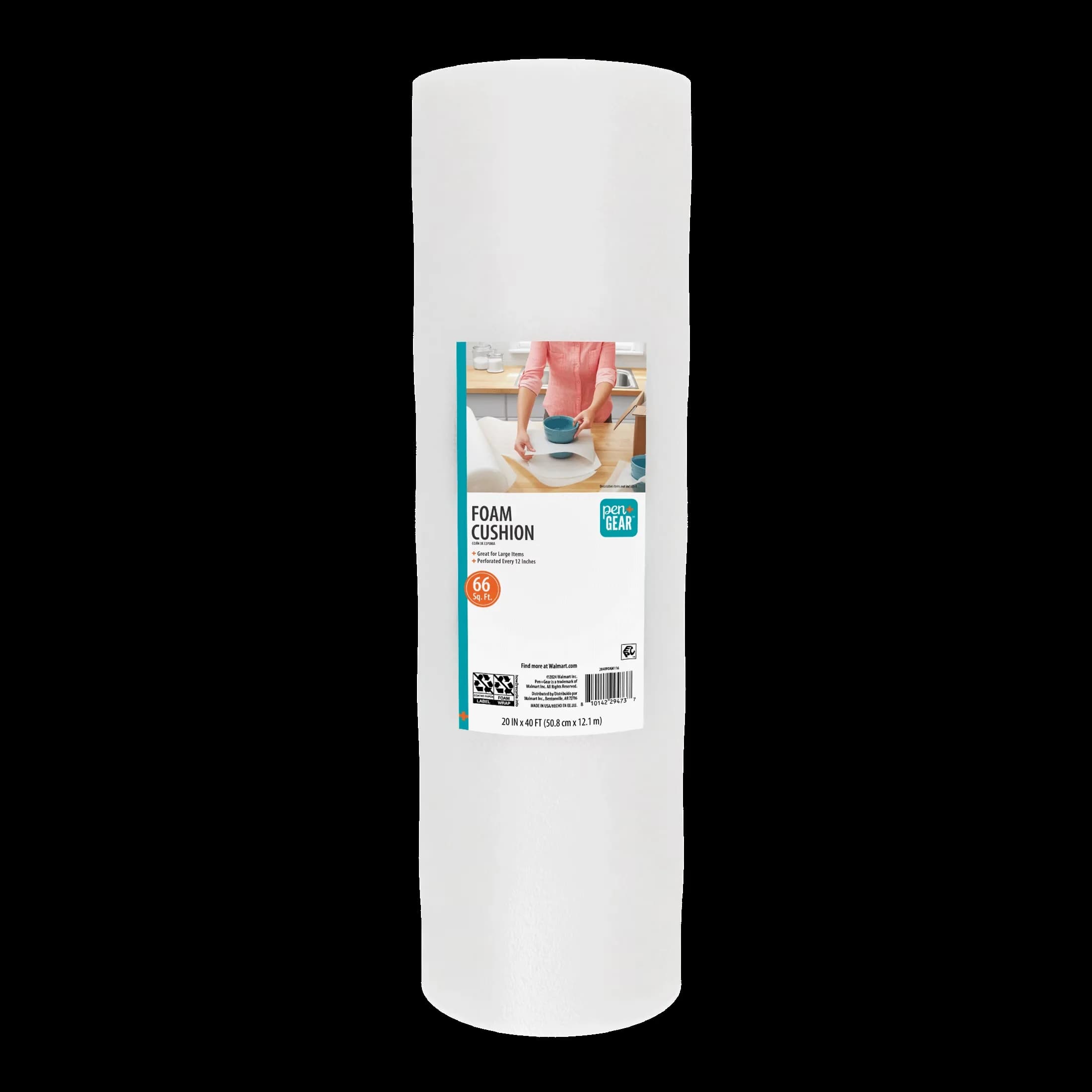 Stylish Moving with White, 1-Roll, 20" x 40' Foam Cushioning Roll - Foam 20" x 40' Model 75DECC
