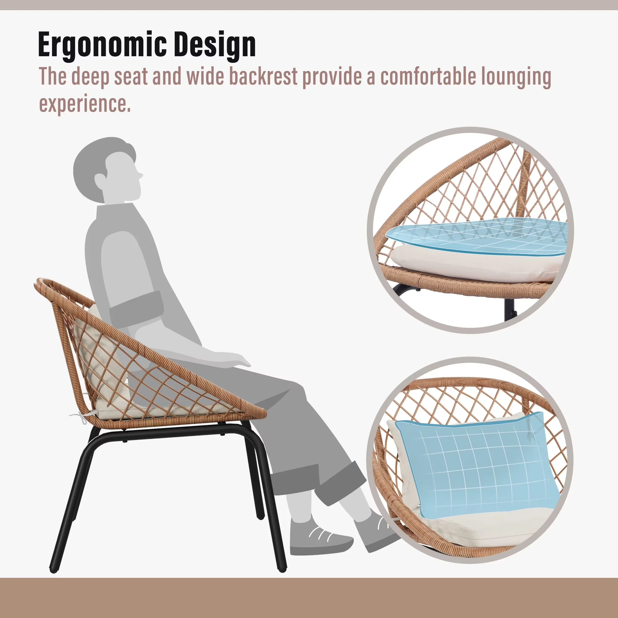 Classic Patio Dining Set with Rust Resistant, Fade Resistant, Diamond Weave Design - Pe Wicker Model 531532