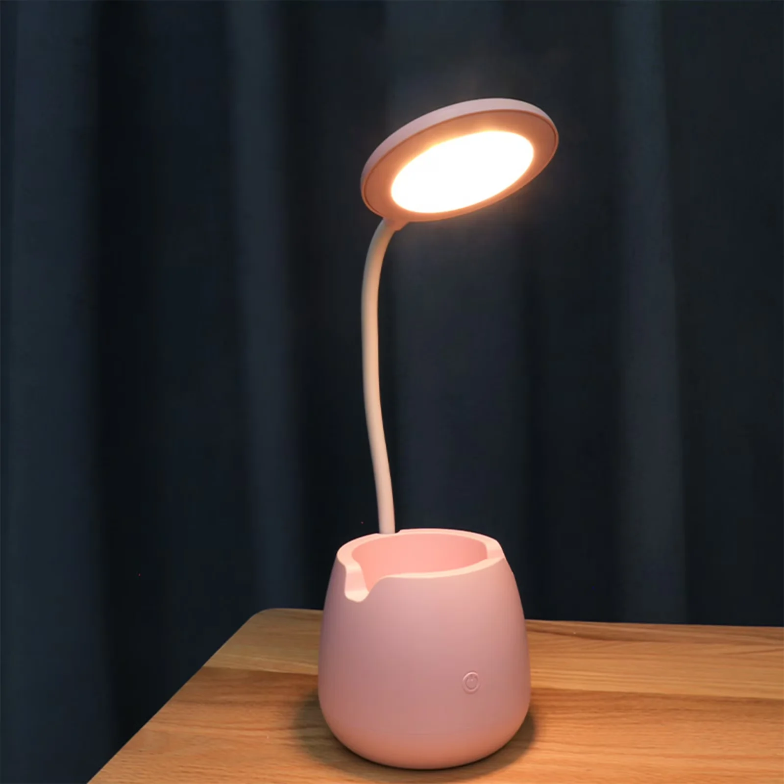 Stylish Desk Lamp with LED, Battery - Pink Aluminum for Home Office, Dorm Model B6EE4F
