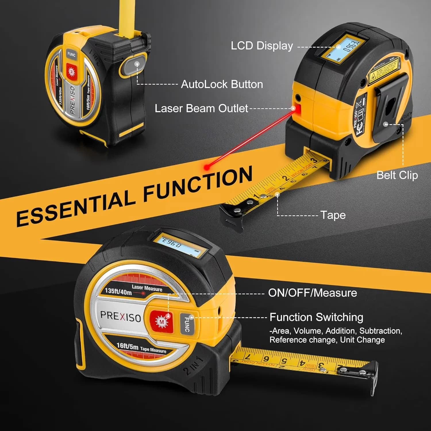 Measuring Layout Classic with Battery, Magnetic, 2-in-1 Laser Tape Measure - Abs Model 972A28