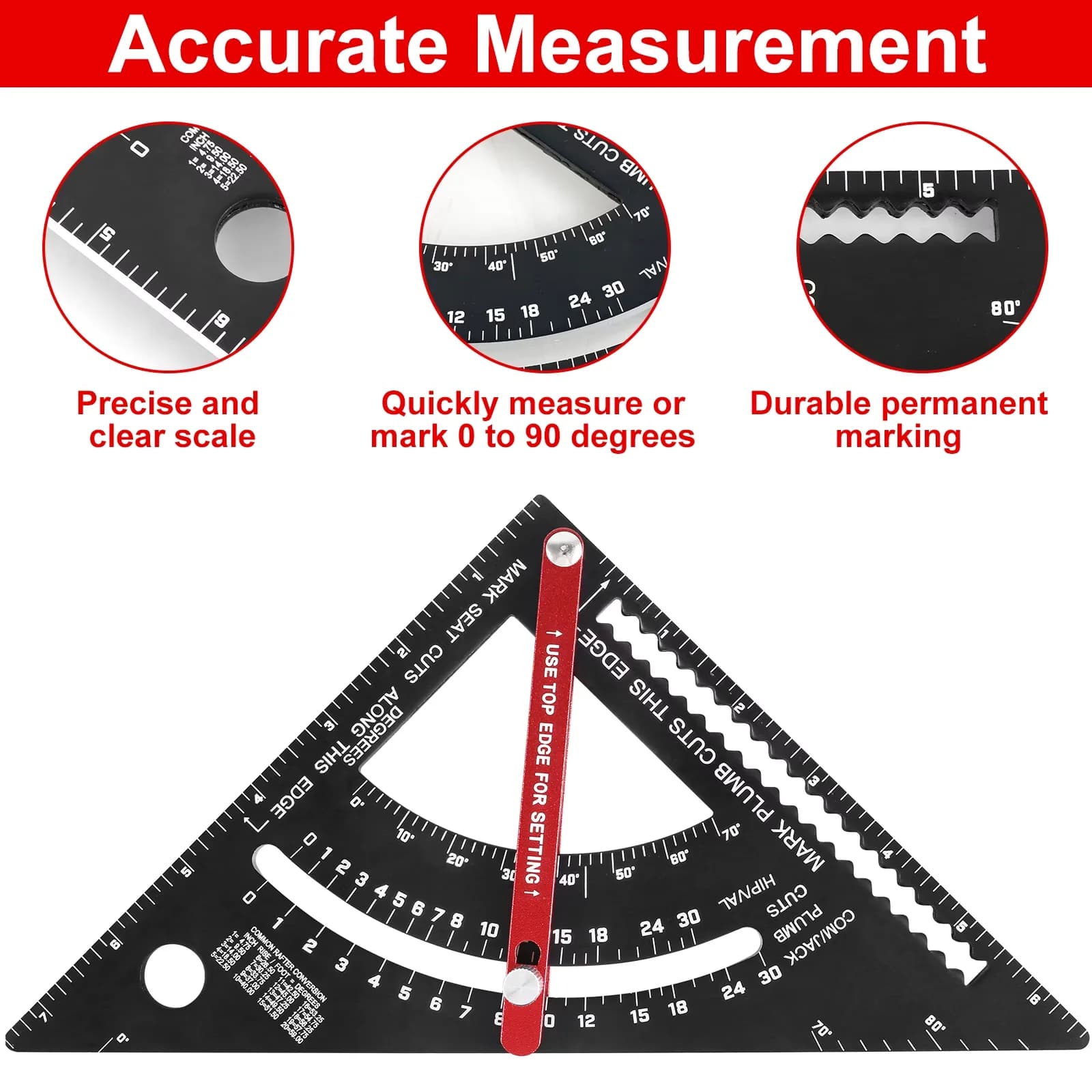 Measuring Layout Stylish with Adjustable, Easy Operation, Heavy Duty - Black Aluminum Alloy Model 54C054