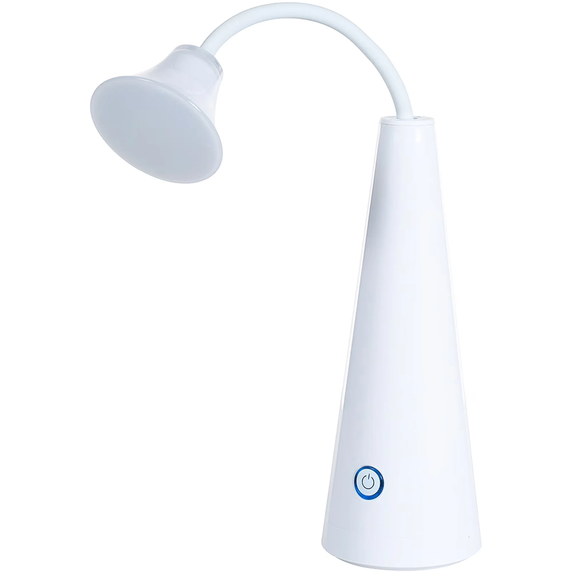 Compact Desk Lamp with LED, Gooseneck, Contemporary LED Goose Neck - White Plastic Model 20C779