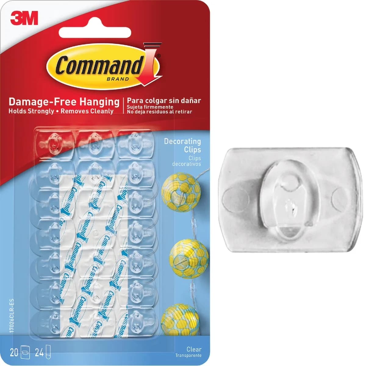 Damage-Free Hanging Innovative with 24 Strips, Adhesive Hooks, Mini Decorating Clips - Mini Model C7D5EF
