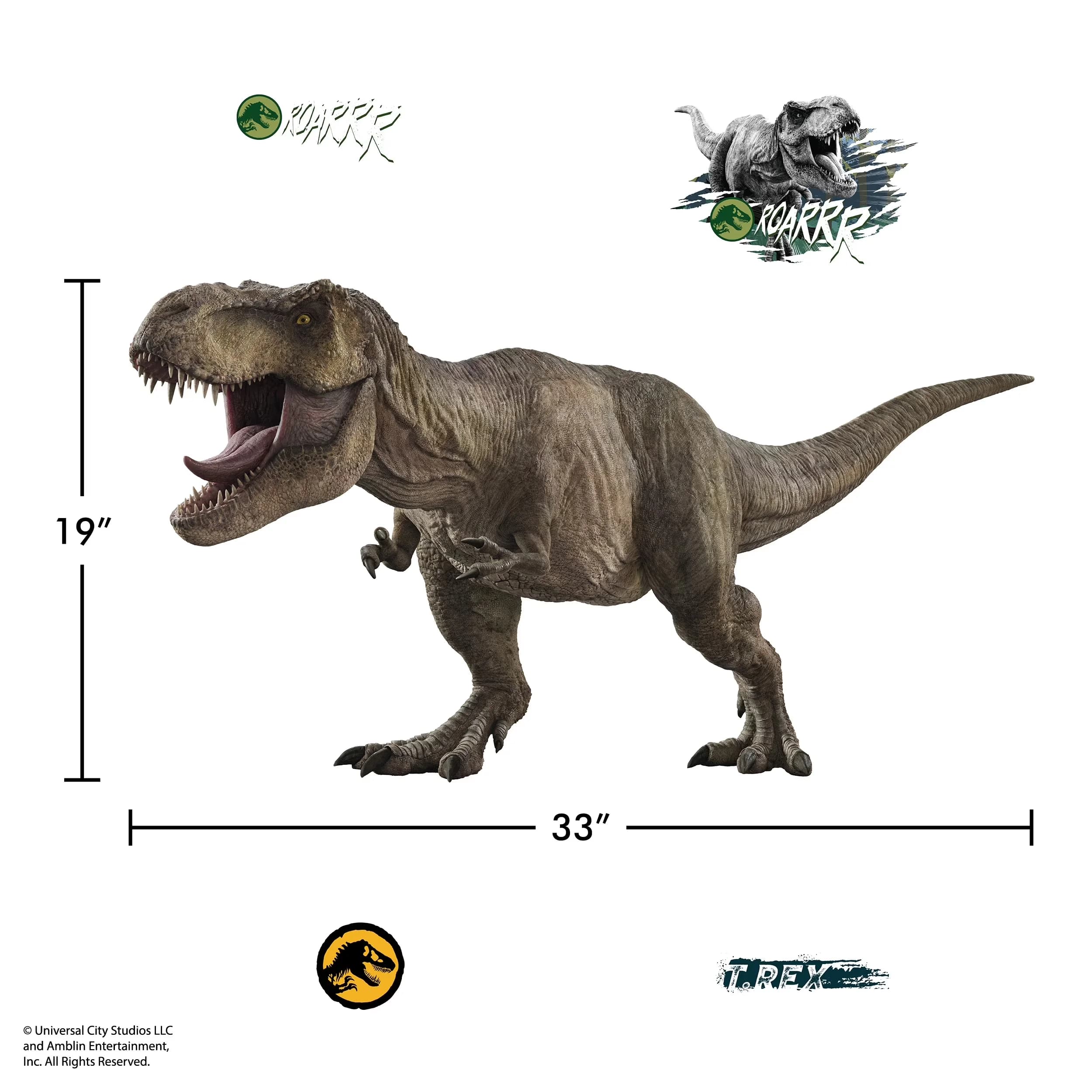 Stylish Wallpaper Wall Decals Wall Covering with Jurassic Park T-Rex Decal, Large Dinosaur Sticker, 3D Augmented Reality Interaction... Model 164EEE